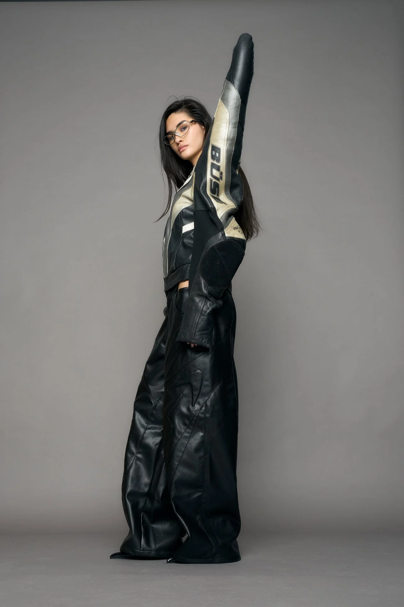 Atelier line - Thorn shoulder genuine leather motocross jacket silver - Image 7