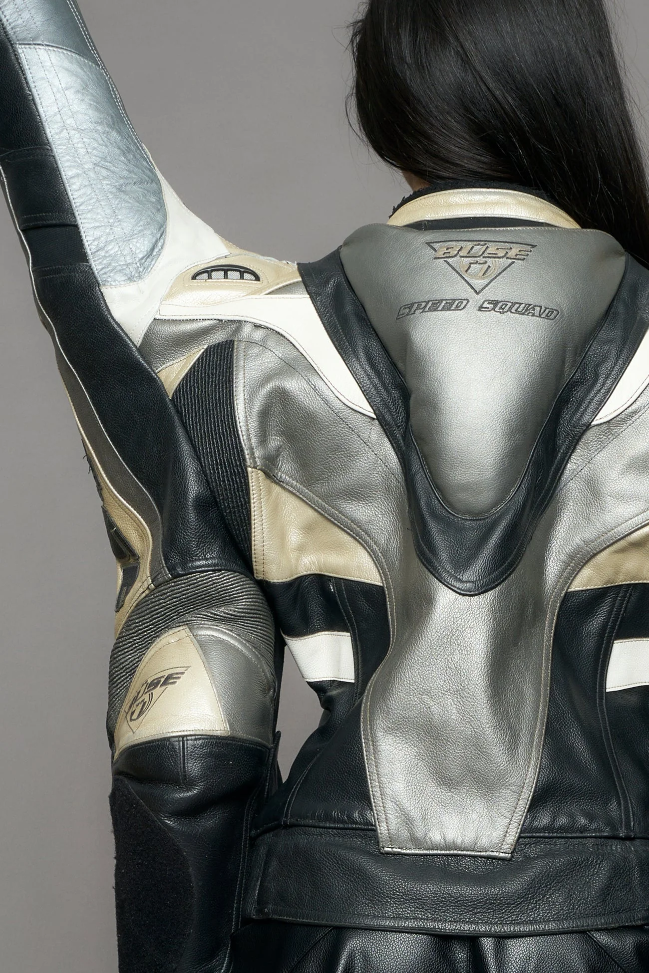 Atelier line - Thorn shoulder genuine leather motocross jacket silver - Image 9