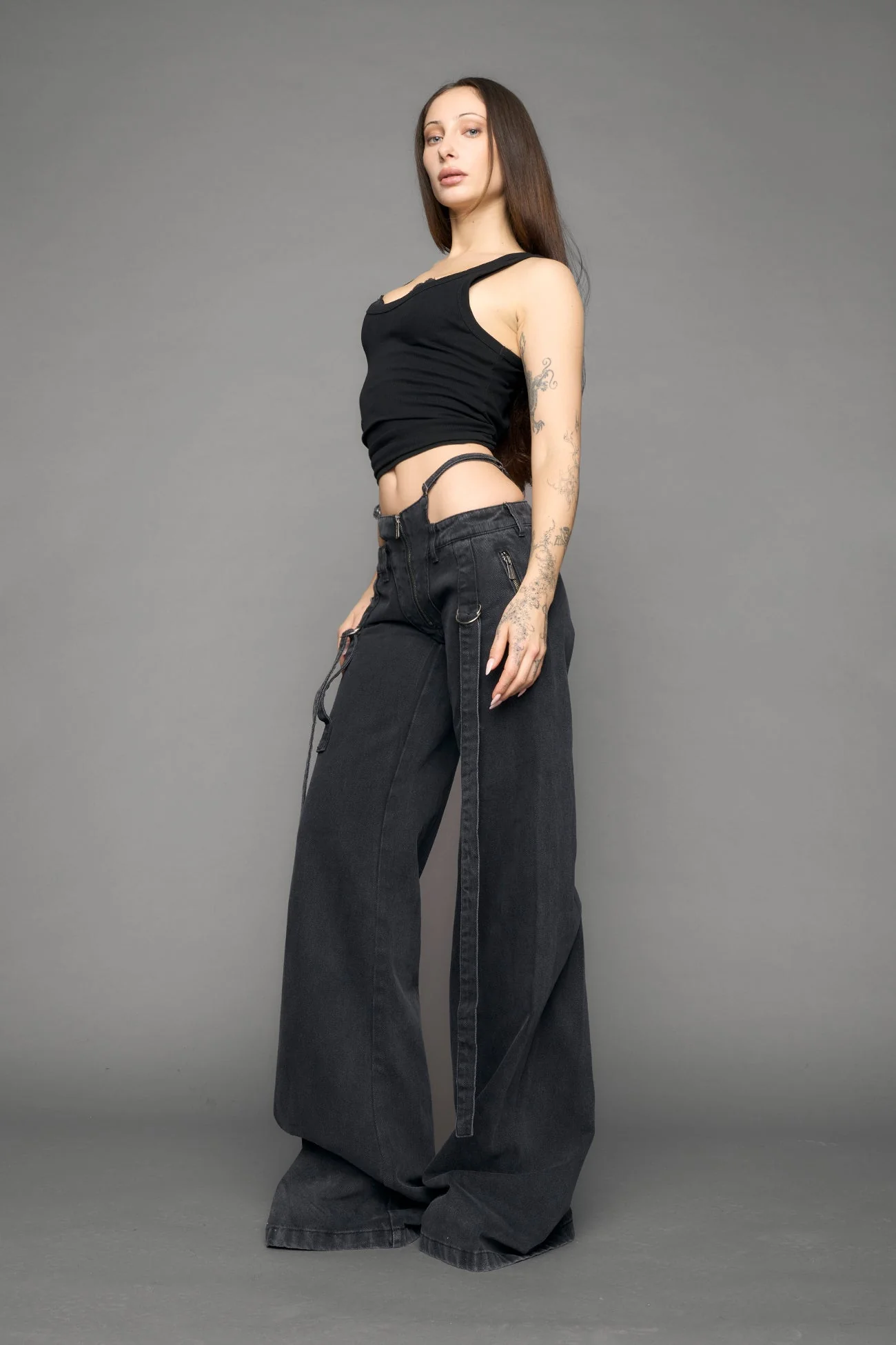 Belted Thong Denim Pants - Image 5