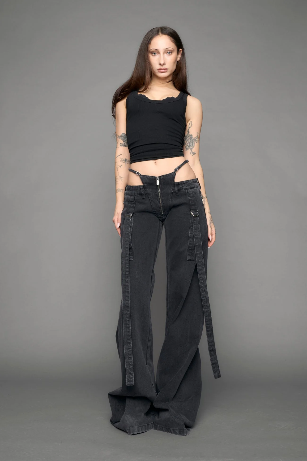 Belted Thong Denim Pants - Image 6