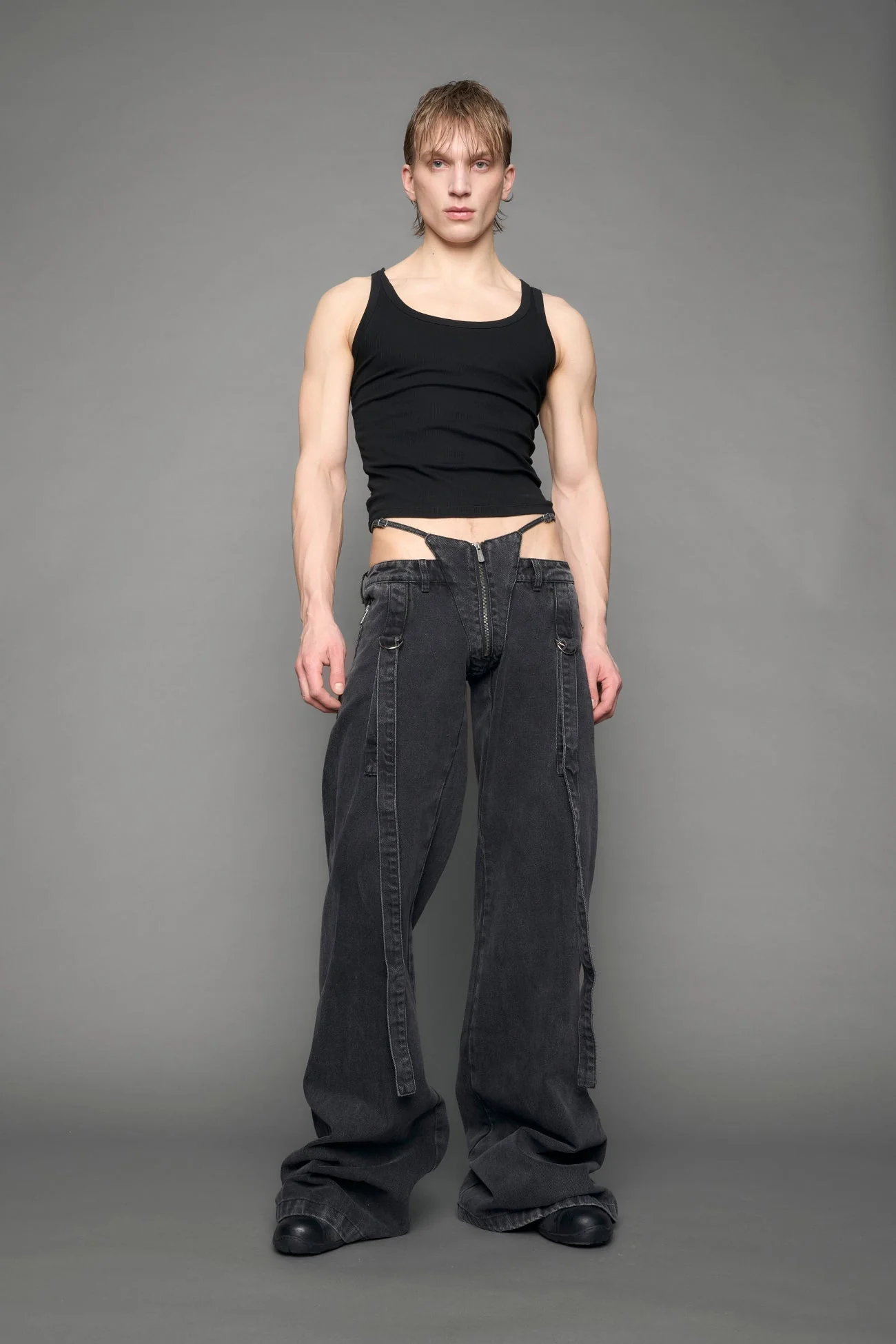 Belted Thong Denim Pants - Image 7