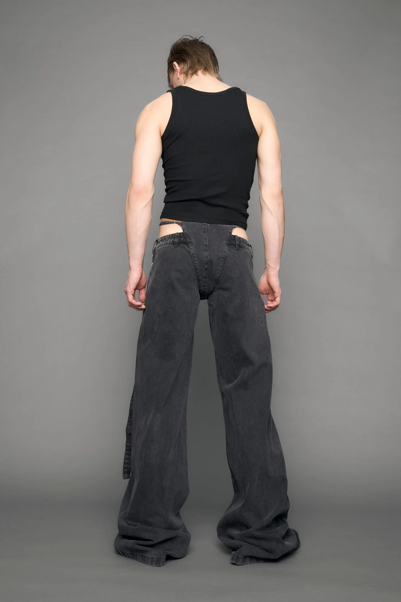 Belted Thong Denim Pants - Image 8
