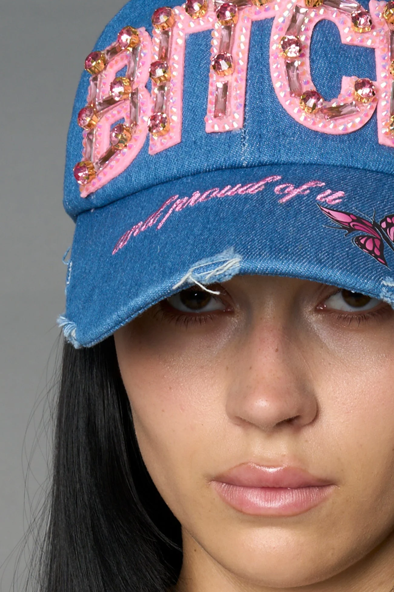 Denim Slogan Cap - Image 4