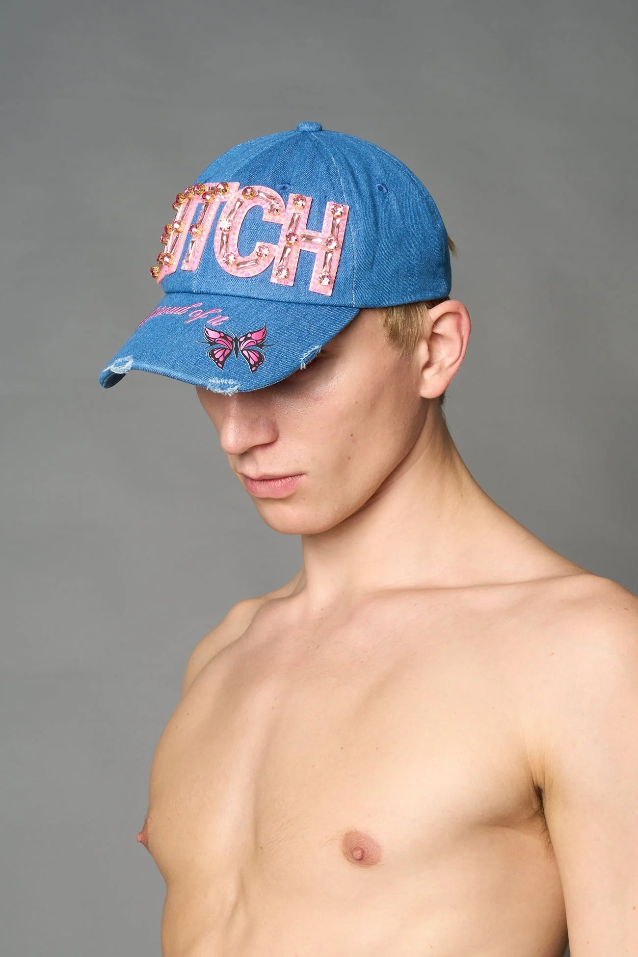 Denim Slogan Cap - Image 6