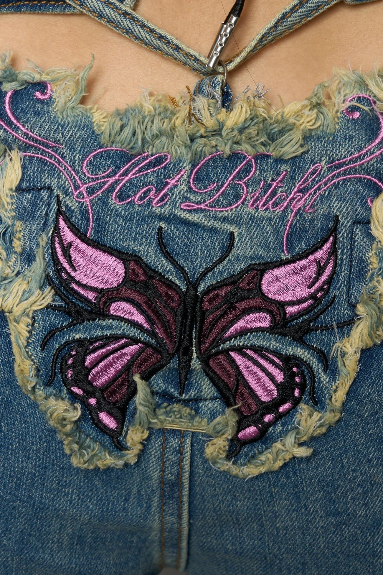 Denim embroidered Thong Pants - Image 6