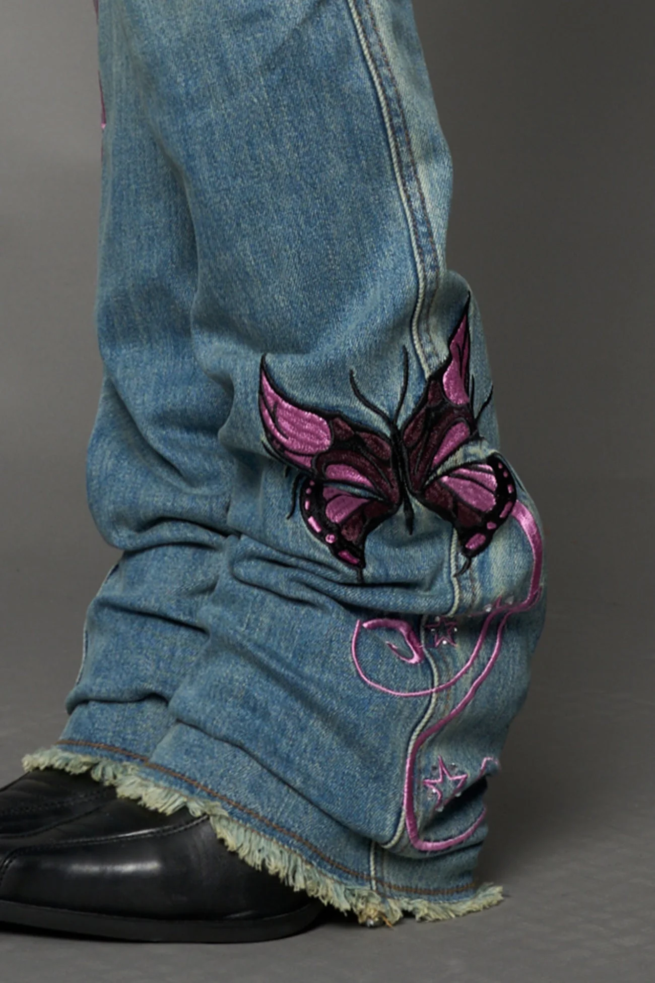 Denim embroidered Thong Pants - Image 8