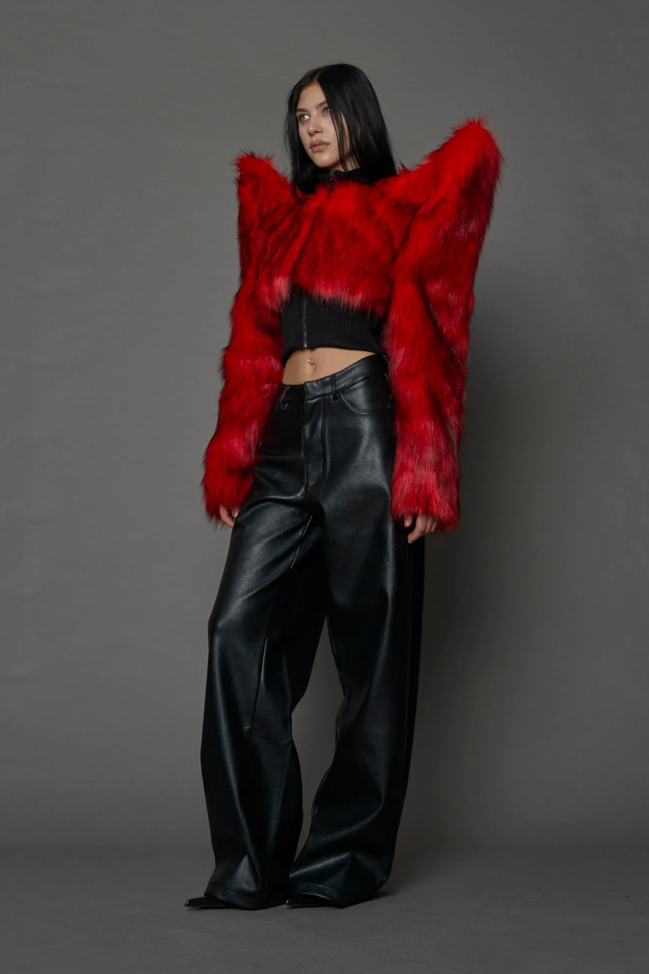 Doomsday Crop Faux Fur Jacket - Image 10
