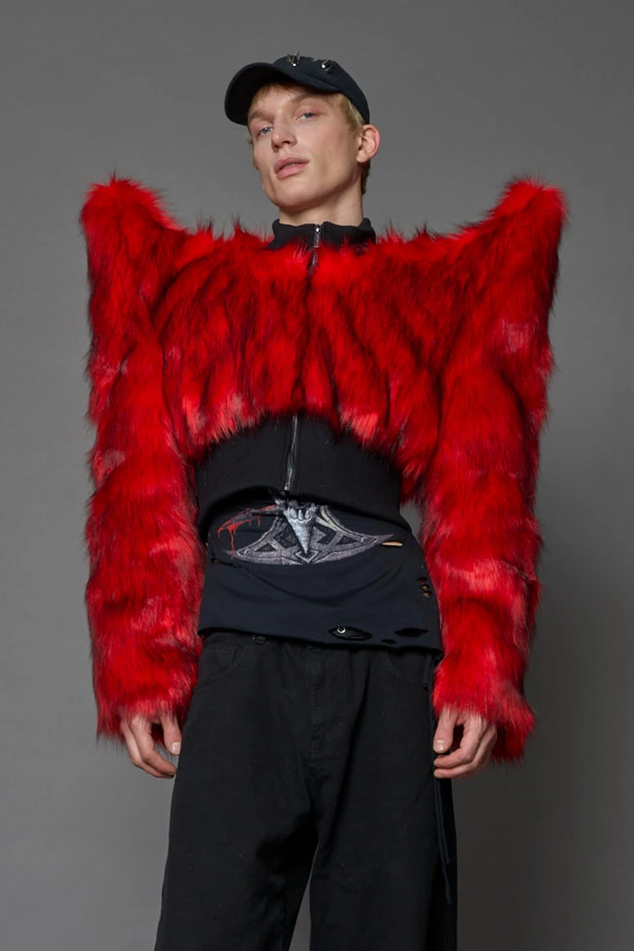 Doomsday Crop Faux Fur Jacket - Image 11