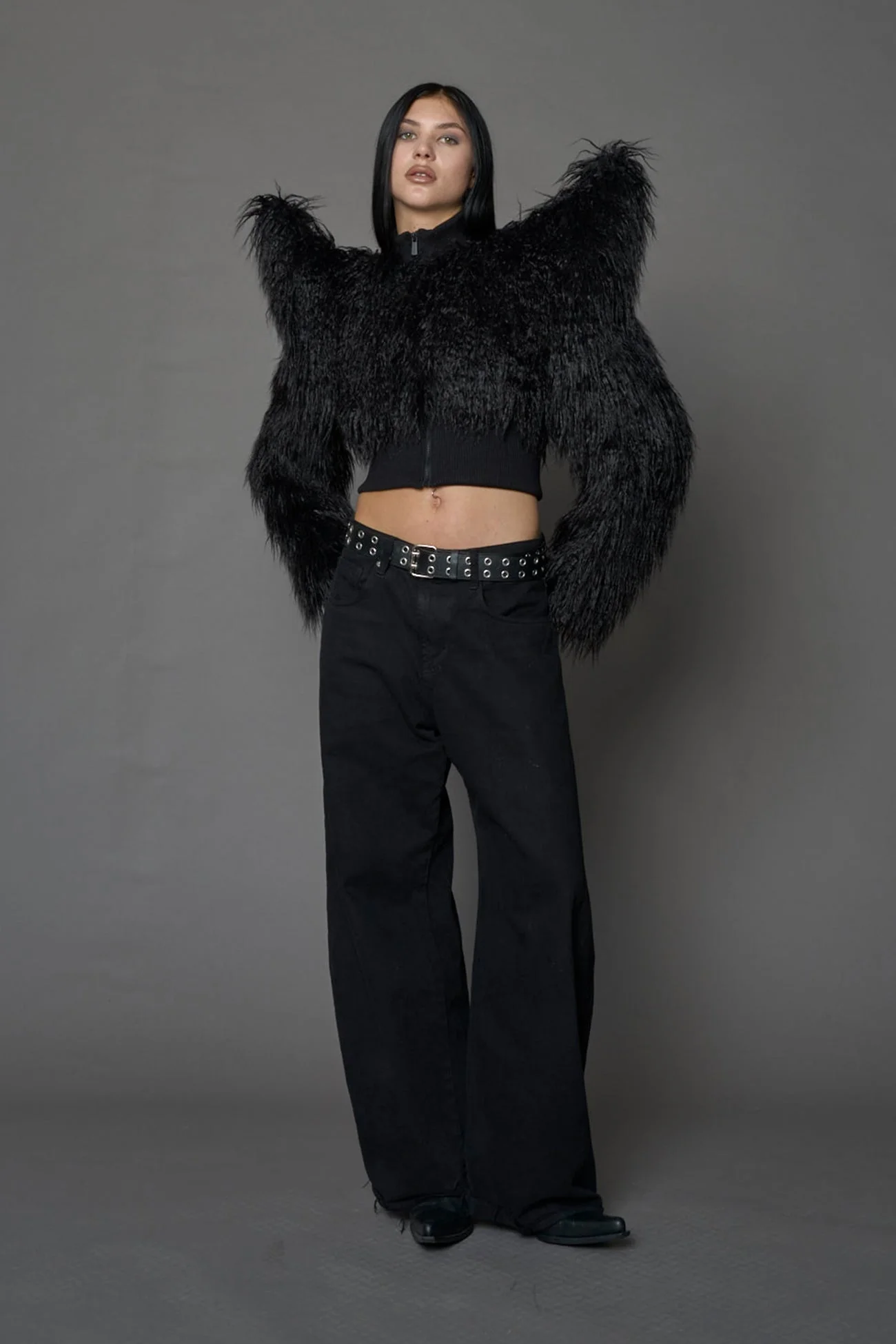 Doomsday Crop Faux Fur Jacket - Image 2