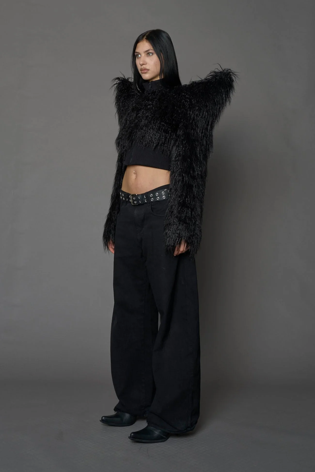 Doomsday Crop Faux Fur Jacket - Image 4