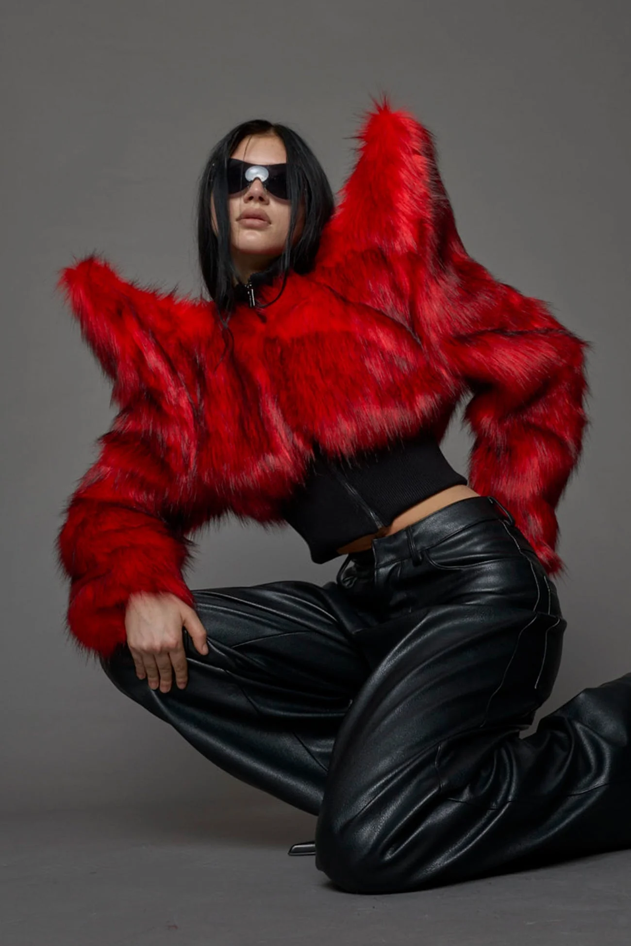 Doomsday Crop Faux Fur Jacket - Image 7