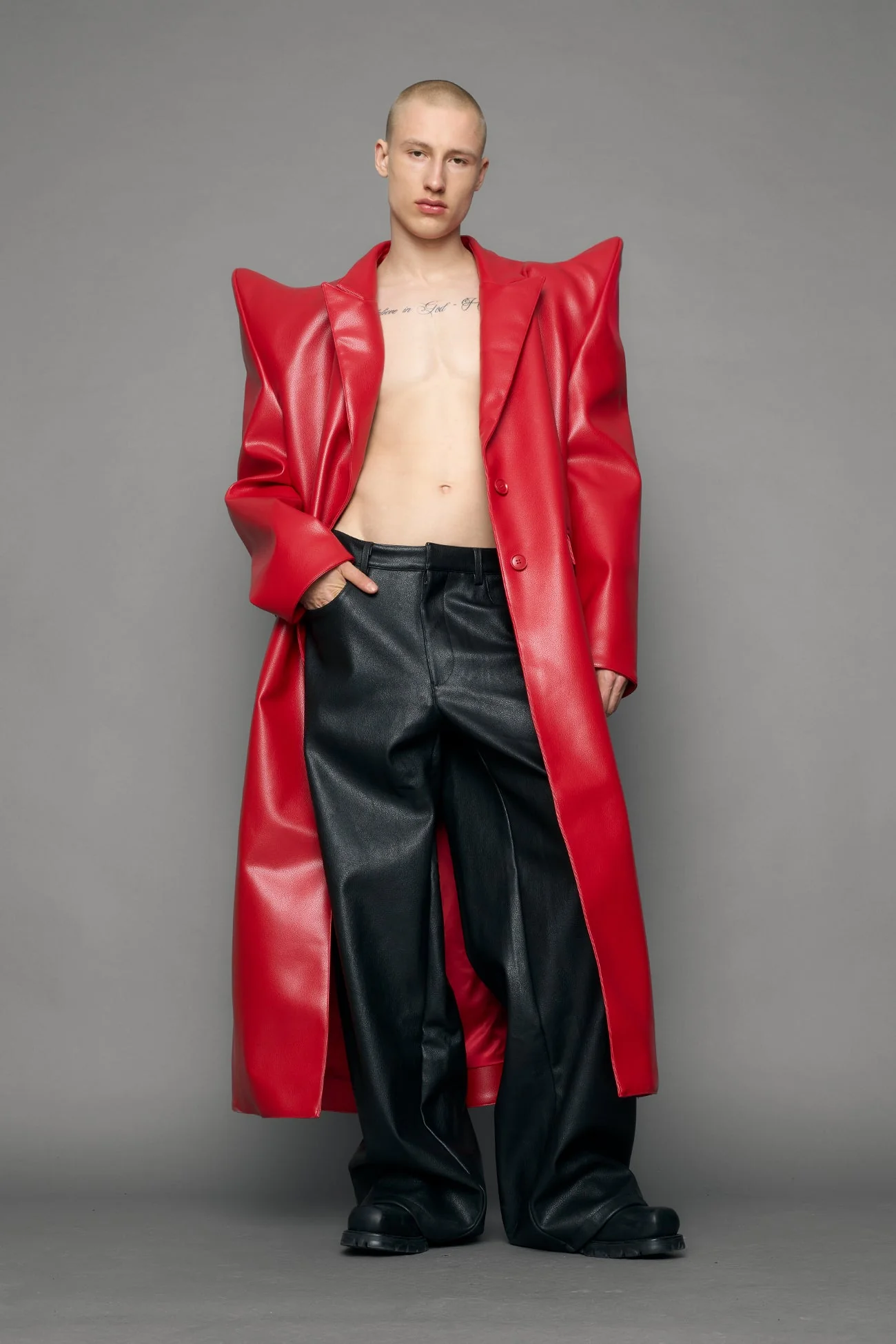 Doomsday Elongated Leather Coat - Image 16