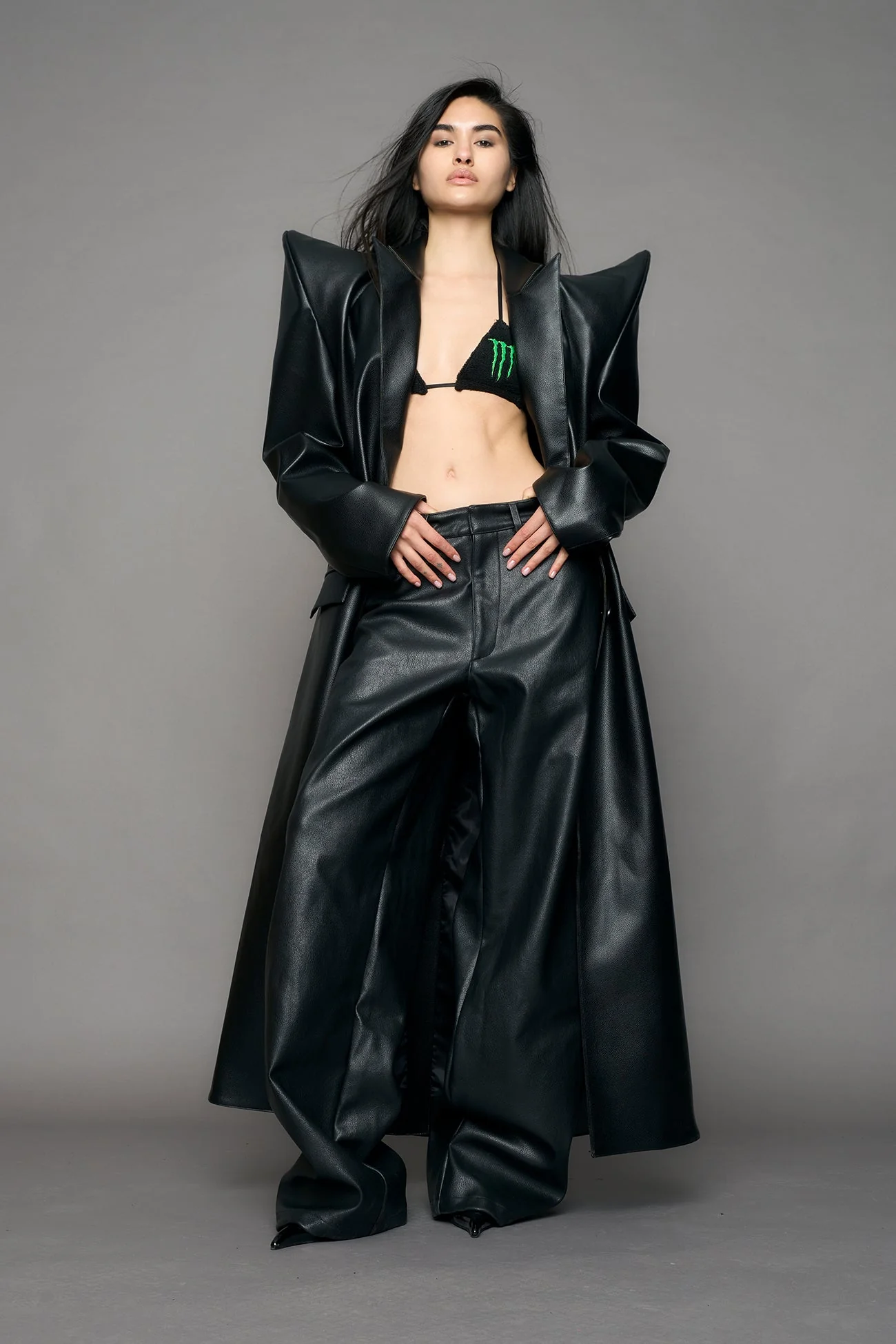 Doomsday Elongated Leather Coat - Image 2