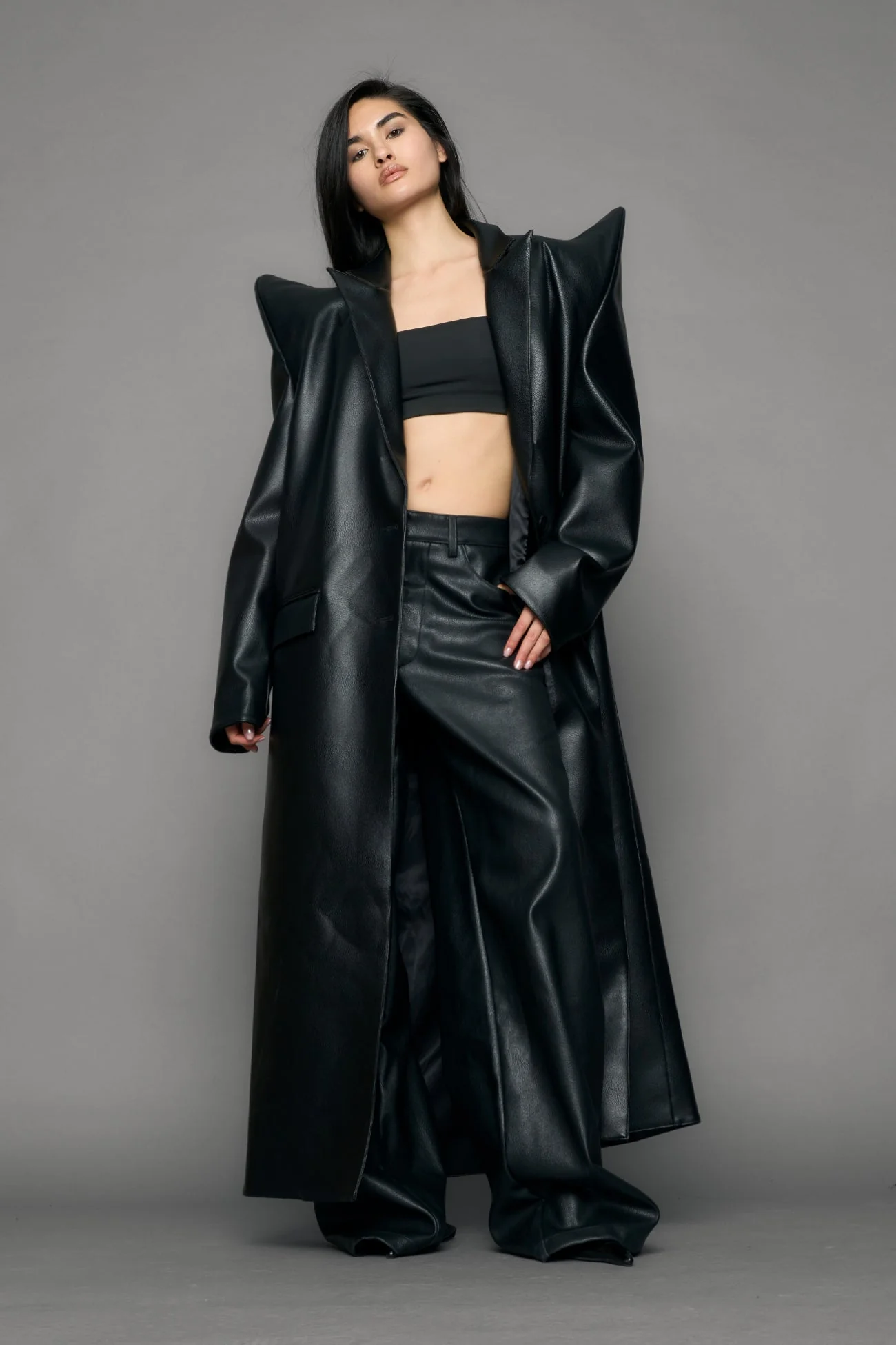 Doomsday Elongated Leather Coat - Image 3