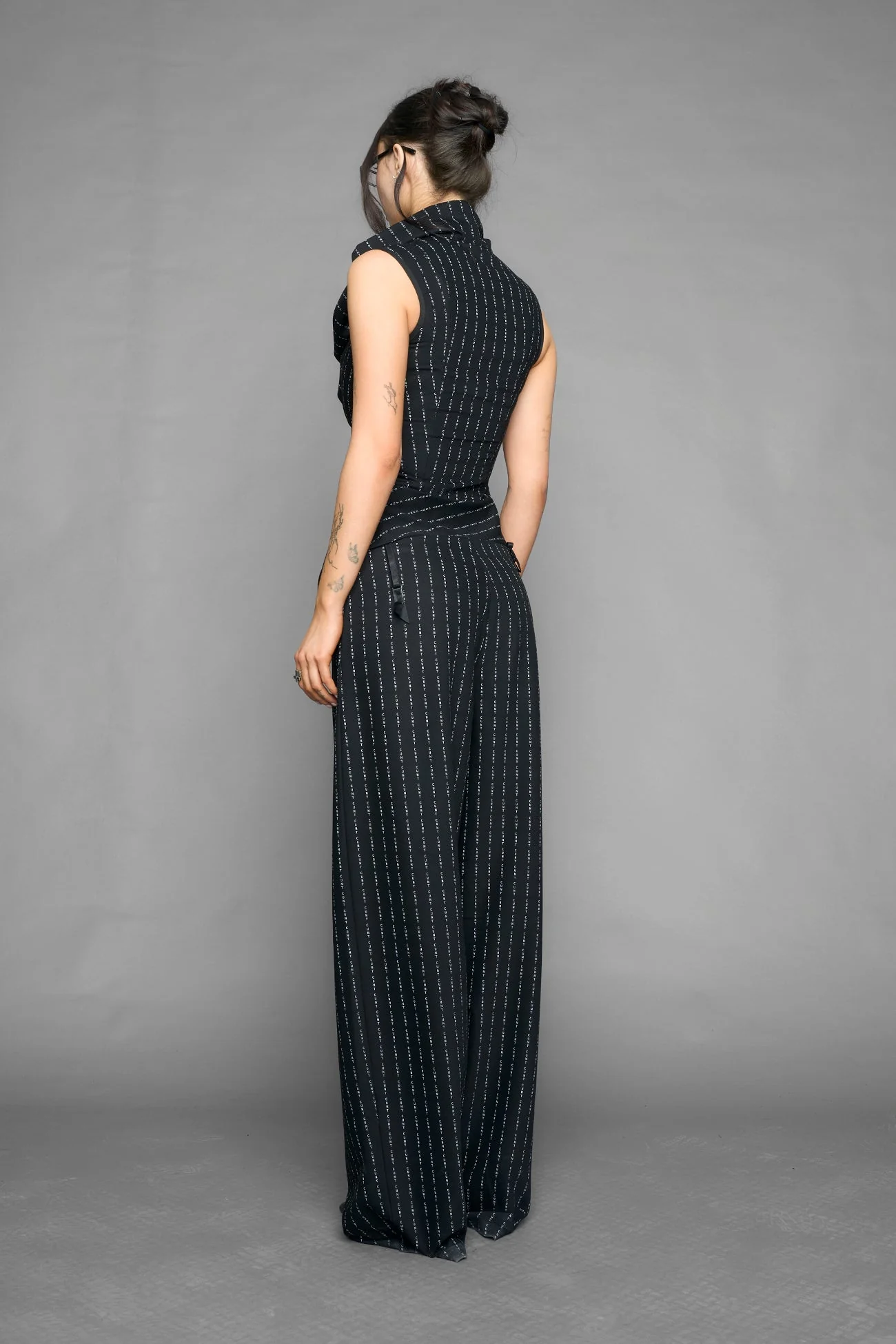 draped office pinstripe top - Image 4