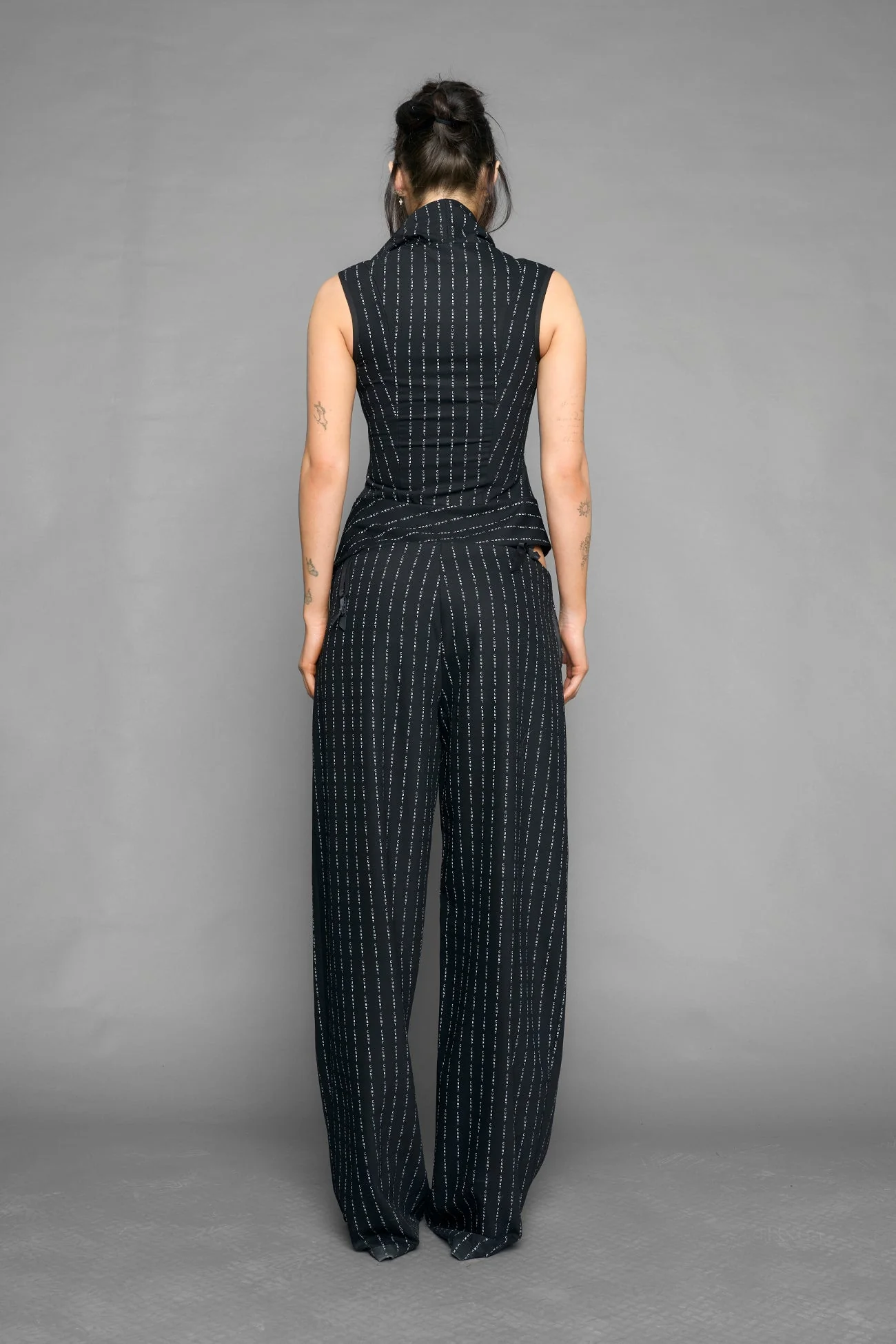 draped office pinstripe top - Image 5