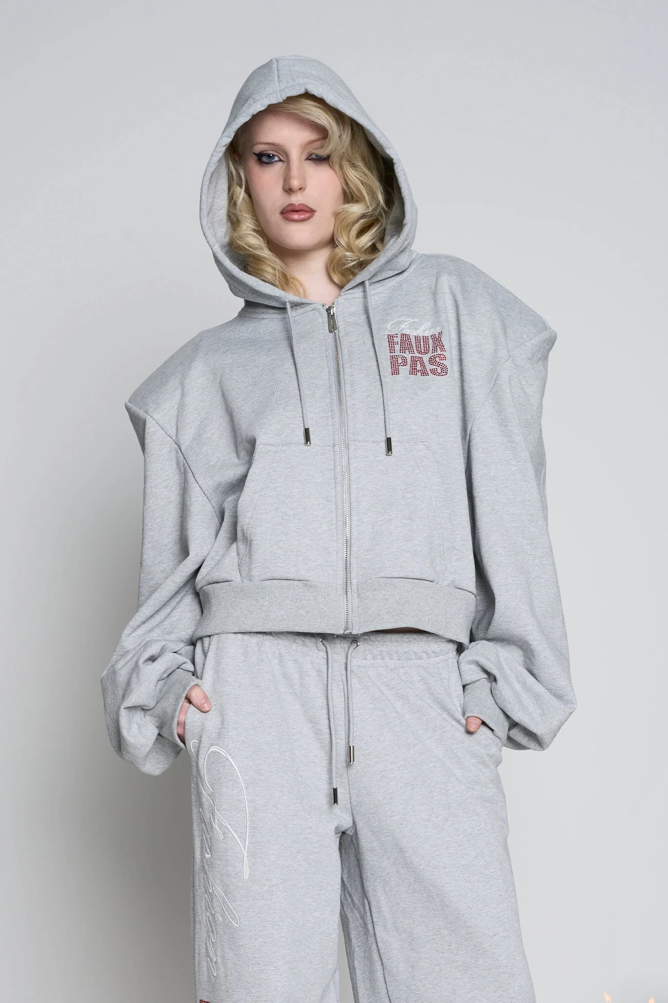 Faux Pas Crop Zip Hoodie - Image 14