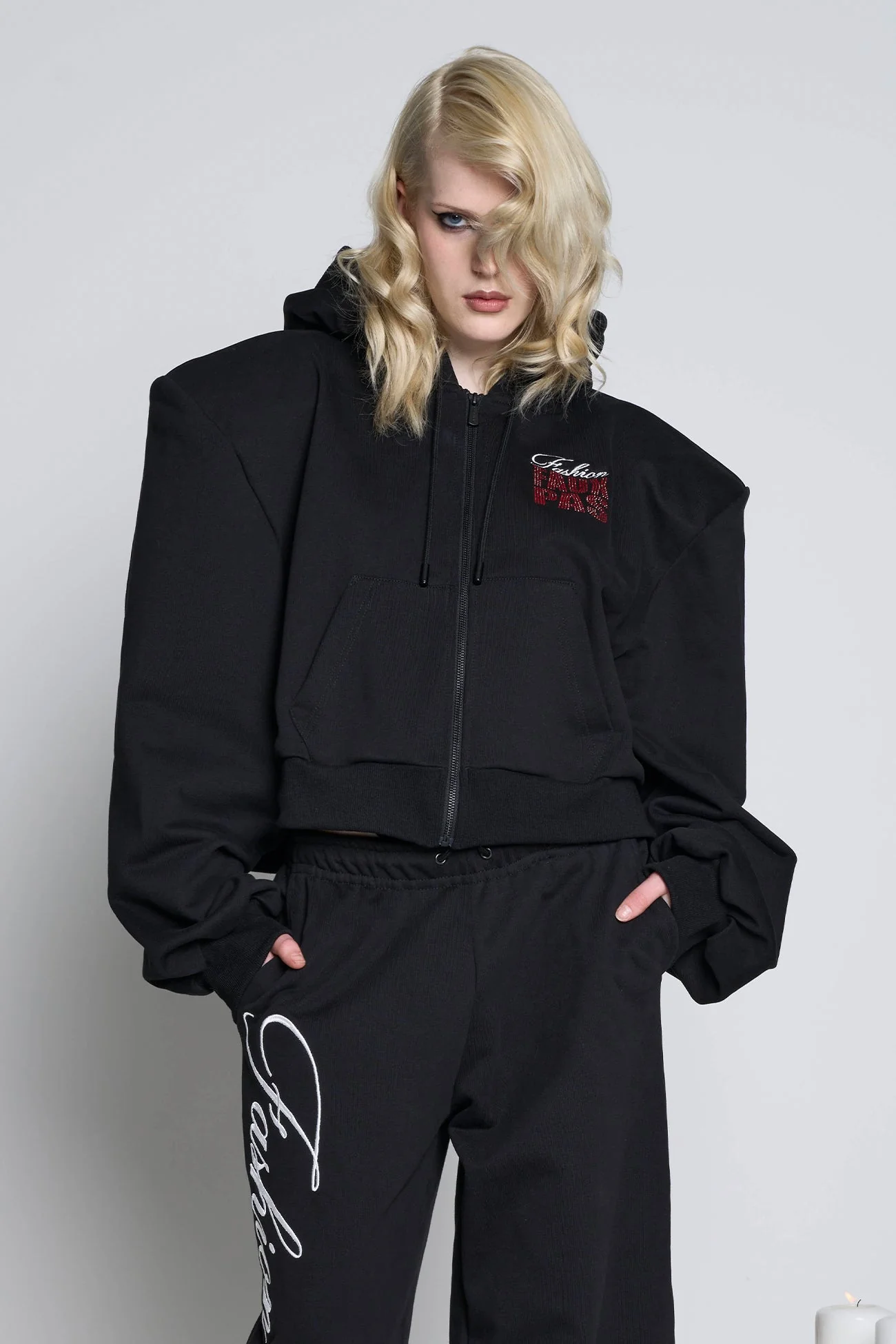 Faux Pas Crop Zip Hoodie - Image 7