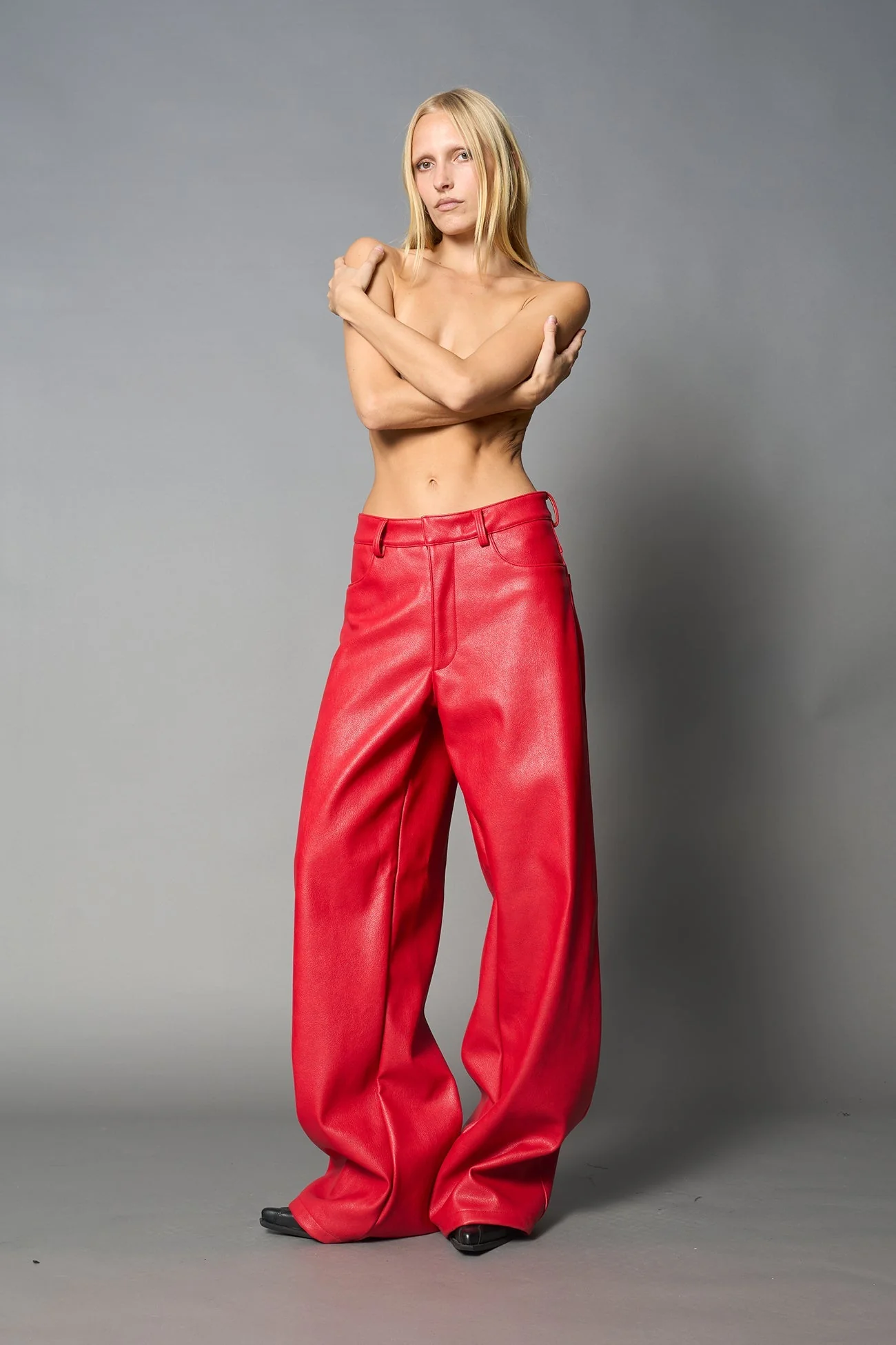 Leather Baggy Suit Trousers - Image 13