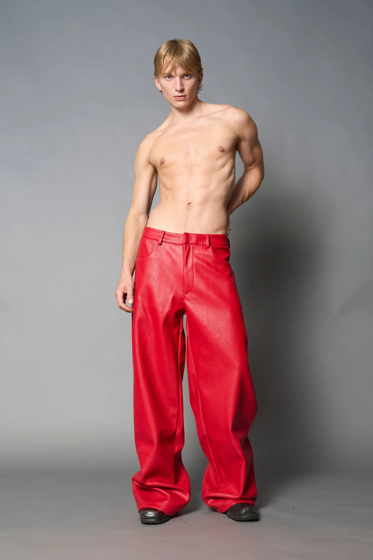 Leather Baggy Suit Trousers - Image 18