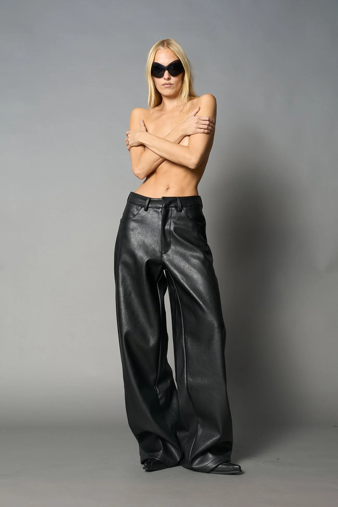 Leather Baggy Suit Trousers - Image 3