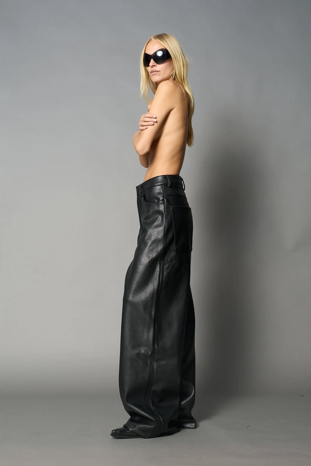 Leather Baggy Suit Trousers - Image 4