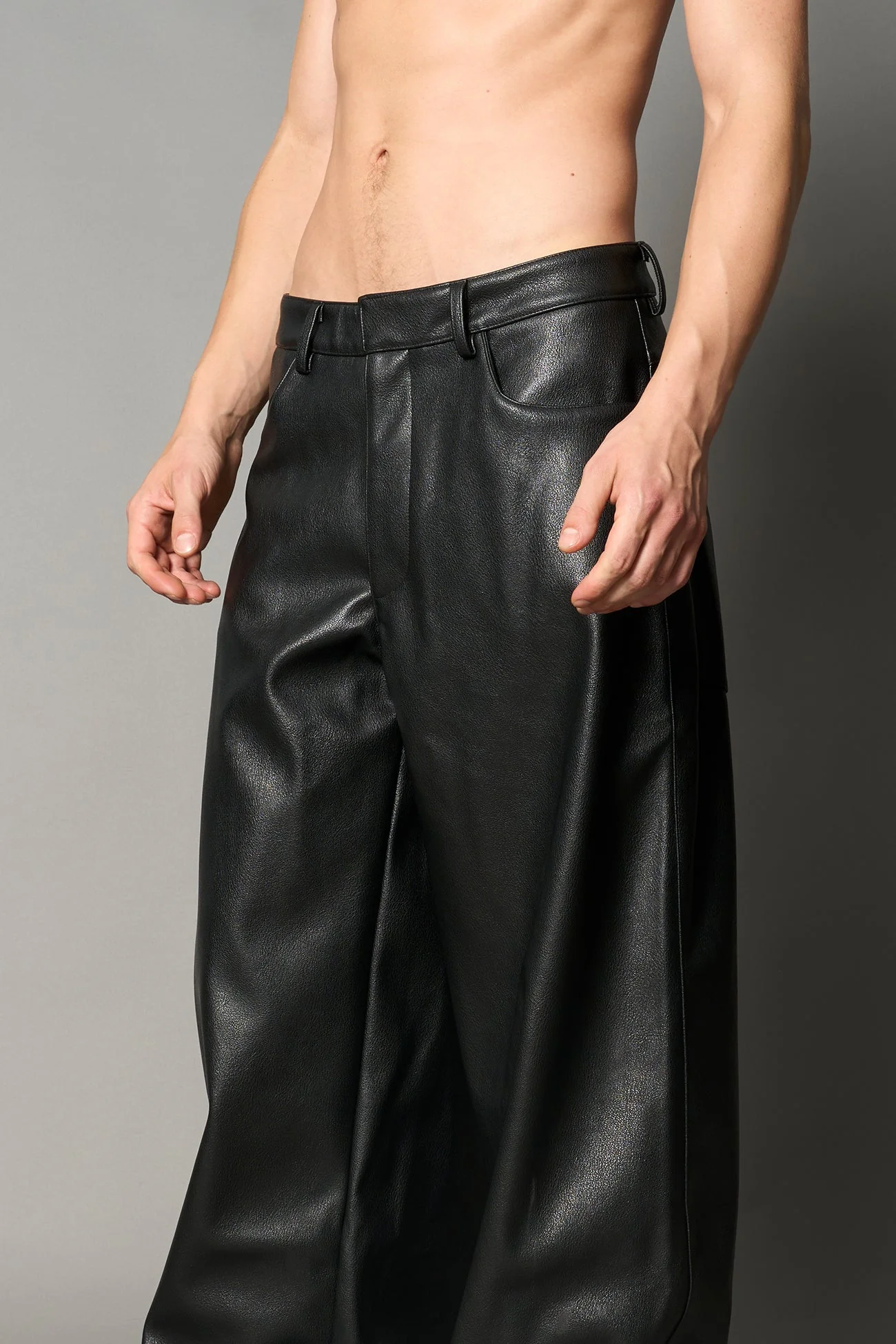Leather Baggy Suit Trousers - Image 7