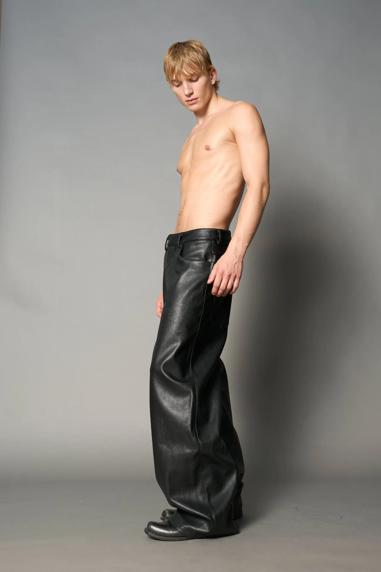 Leather Baggy Suit Trousers - Image 8