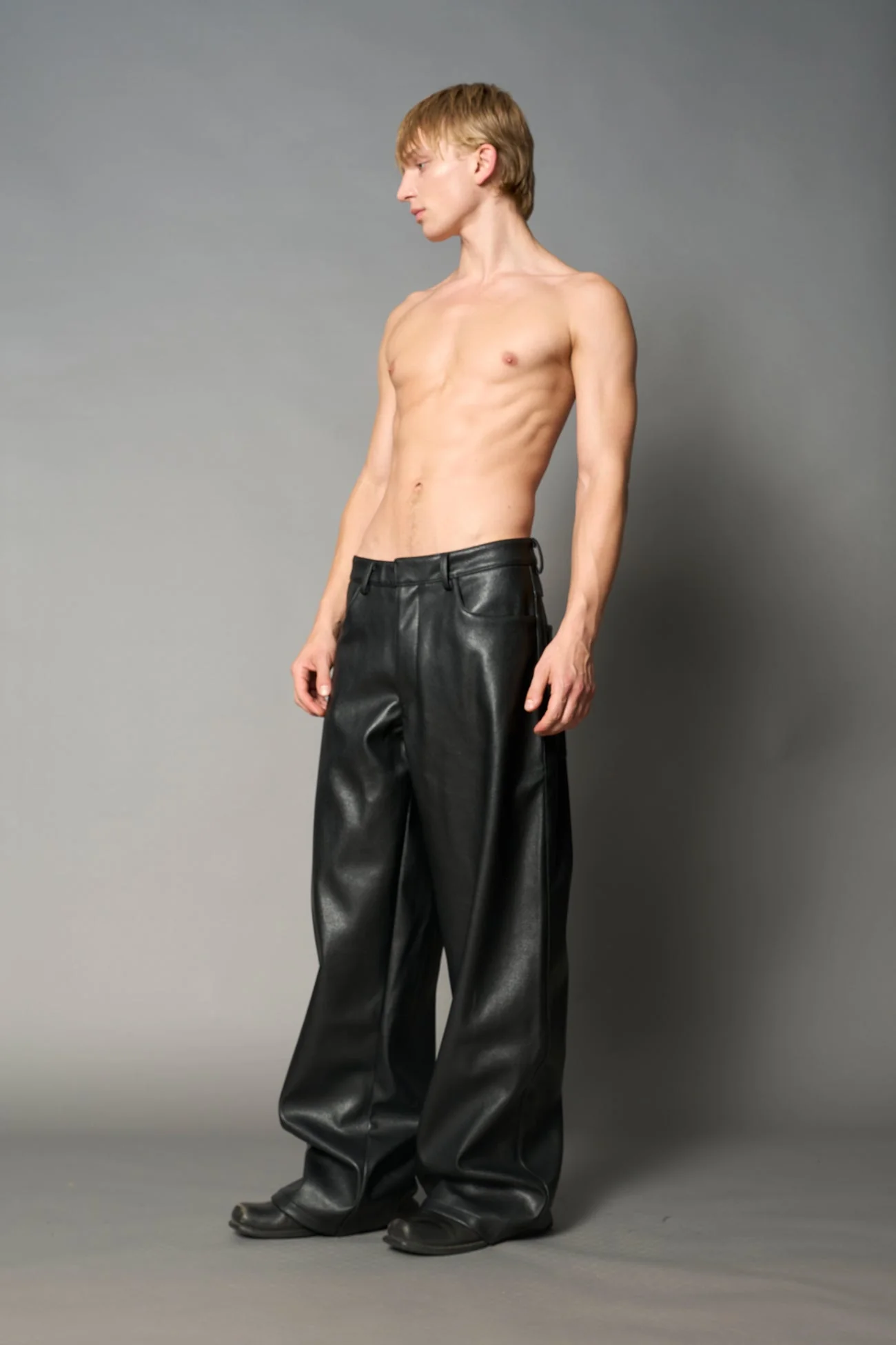Leather Baggy Suit Trousers - Image 9