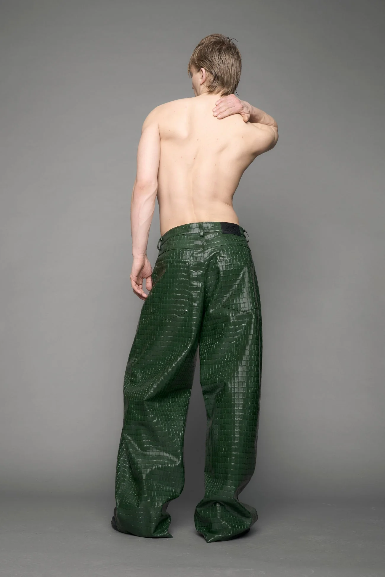 Leather Baggy Croc Suit Trousers - Image 4