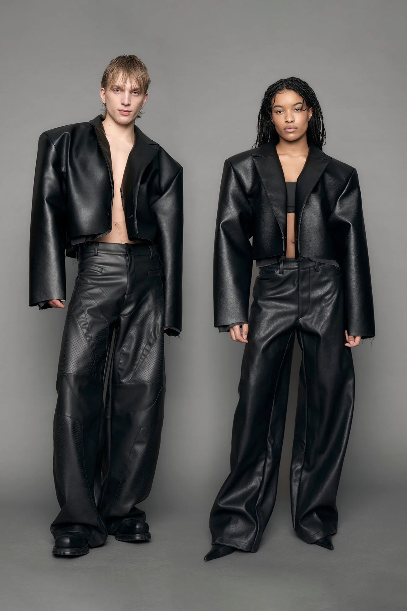 Leather Cropped Blazer