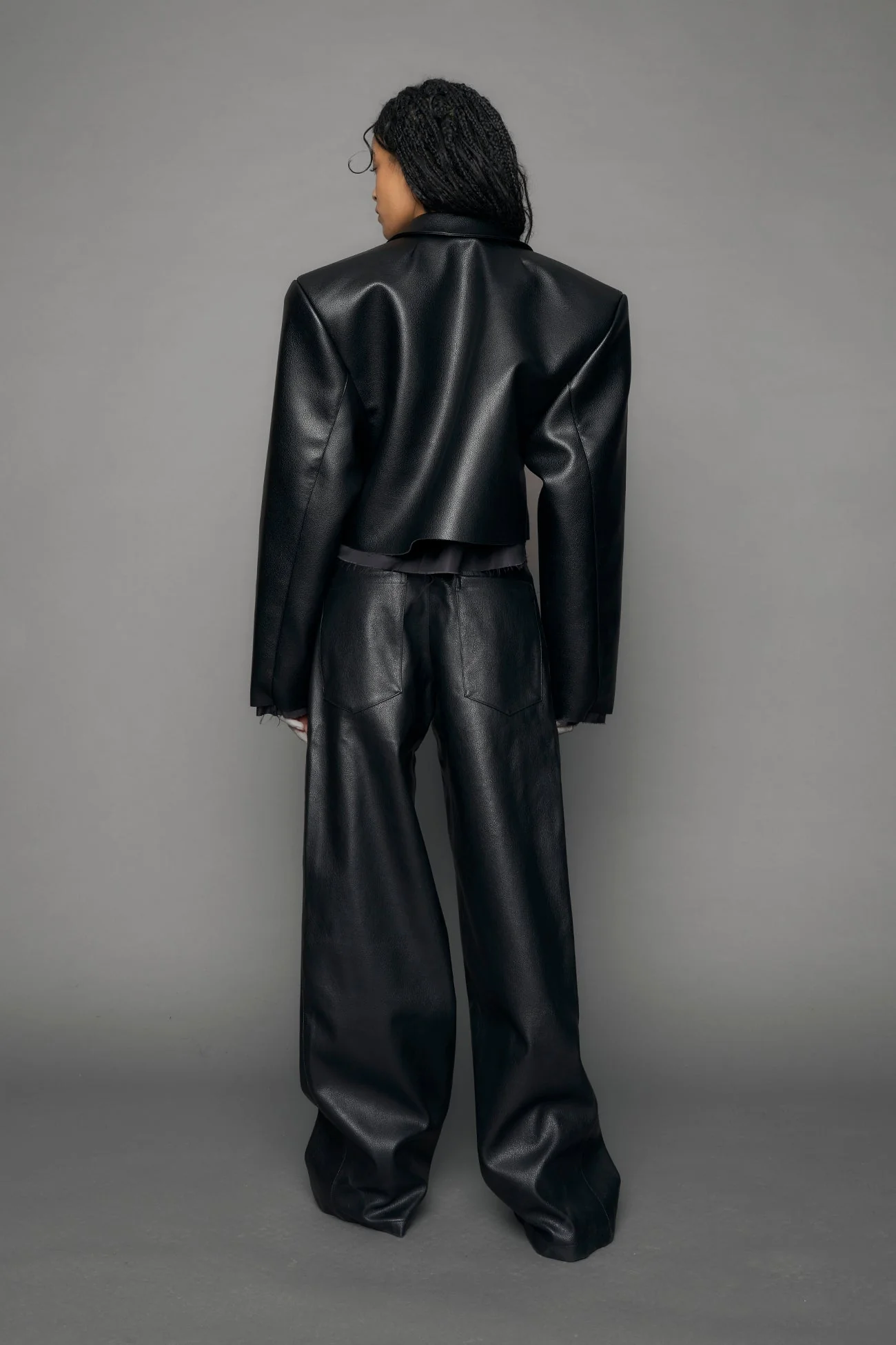 Leather Cropped Blazer - Image 2