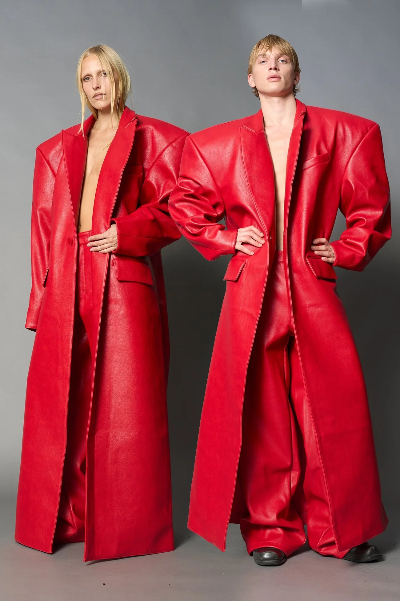 Leather Elongated Blazer Coat - Image 11