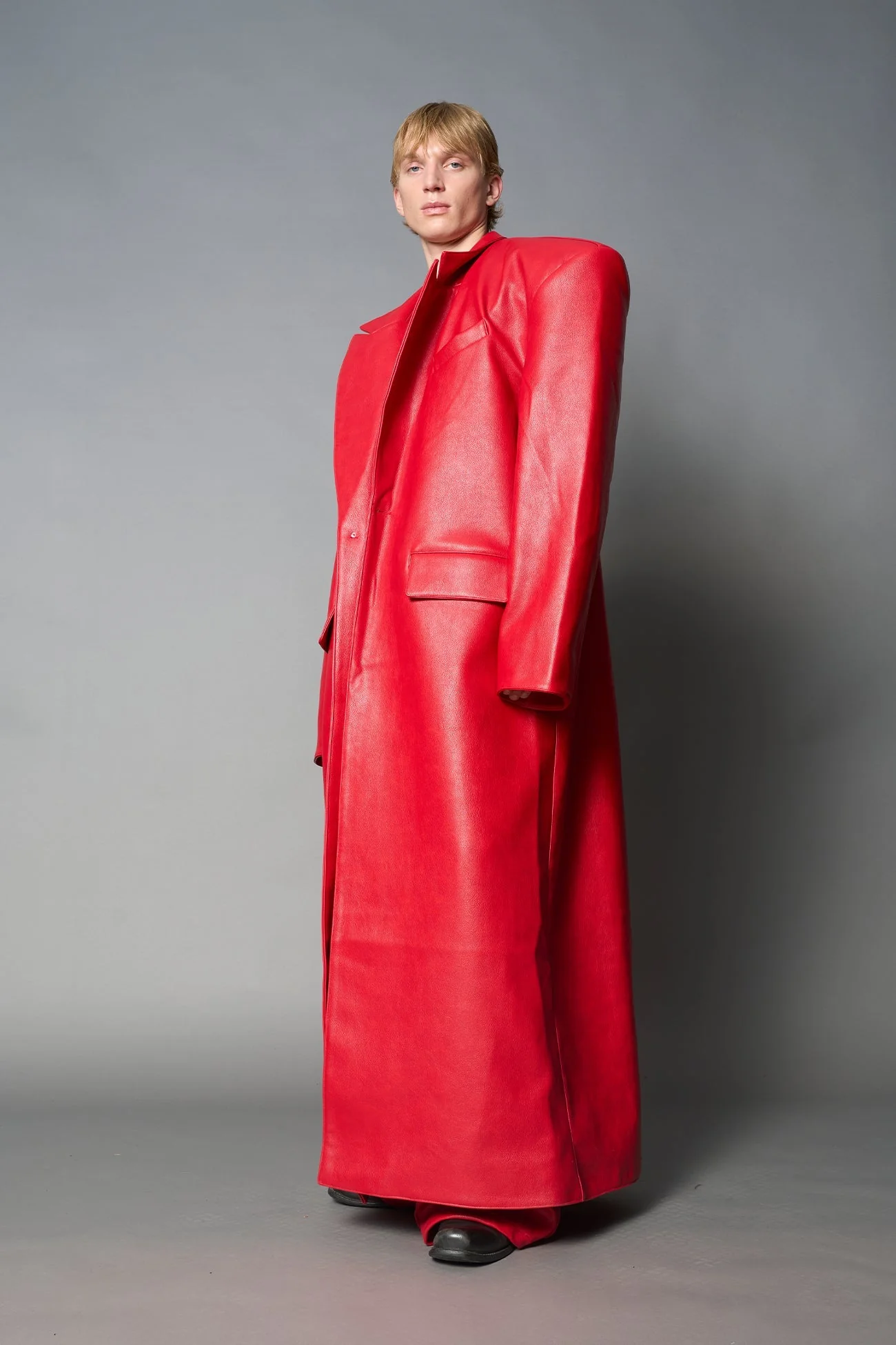 Leather Elongated Blazer Coat - Image 15
