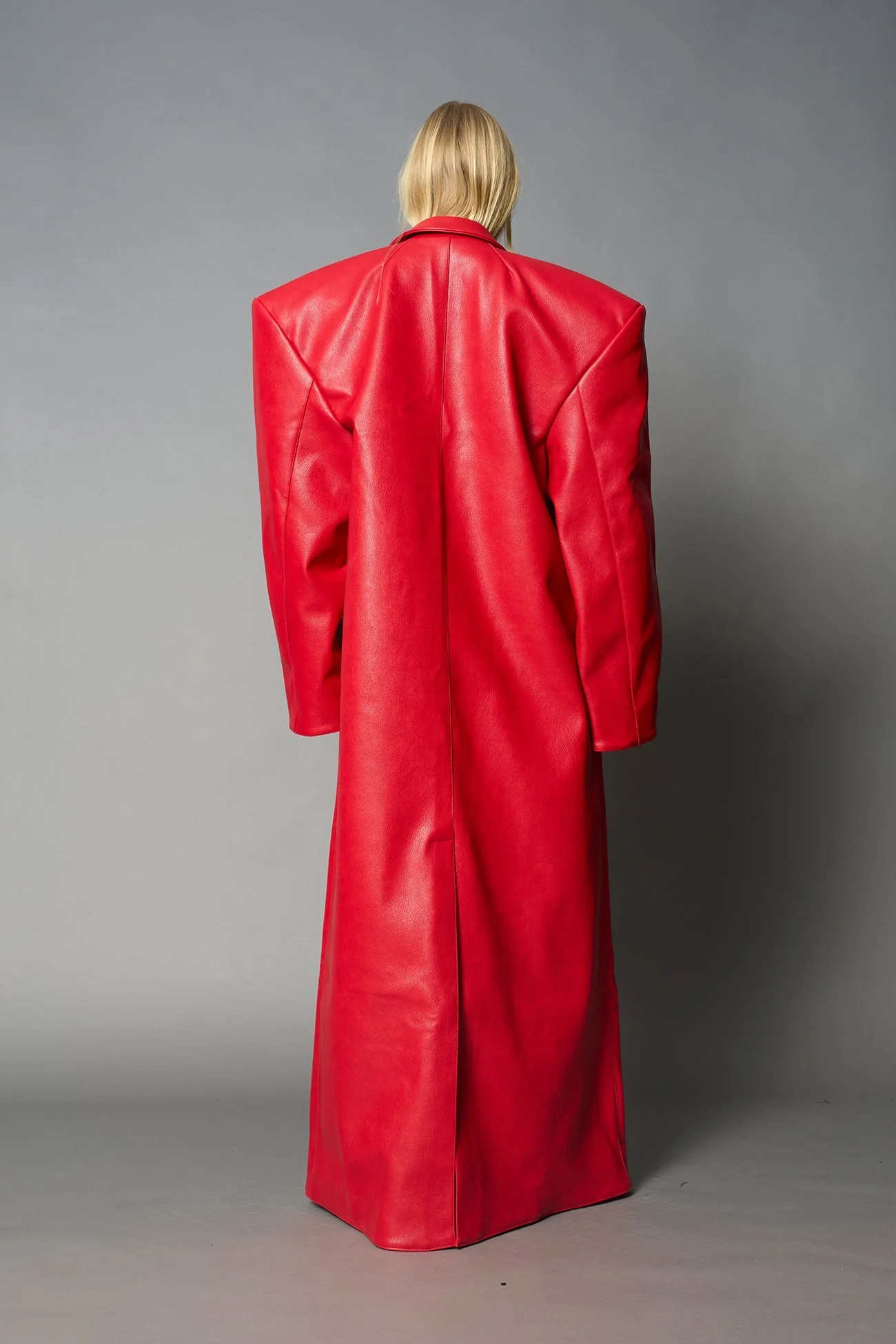 Leather Elongated Blazer Coat - Image 16