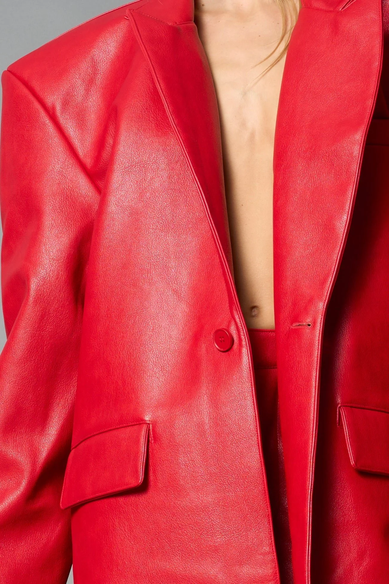 Leather Elongated Blazer Coat - Image 17