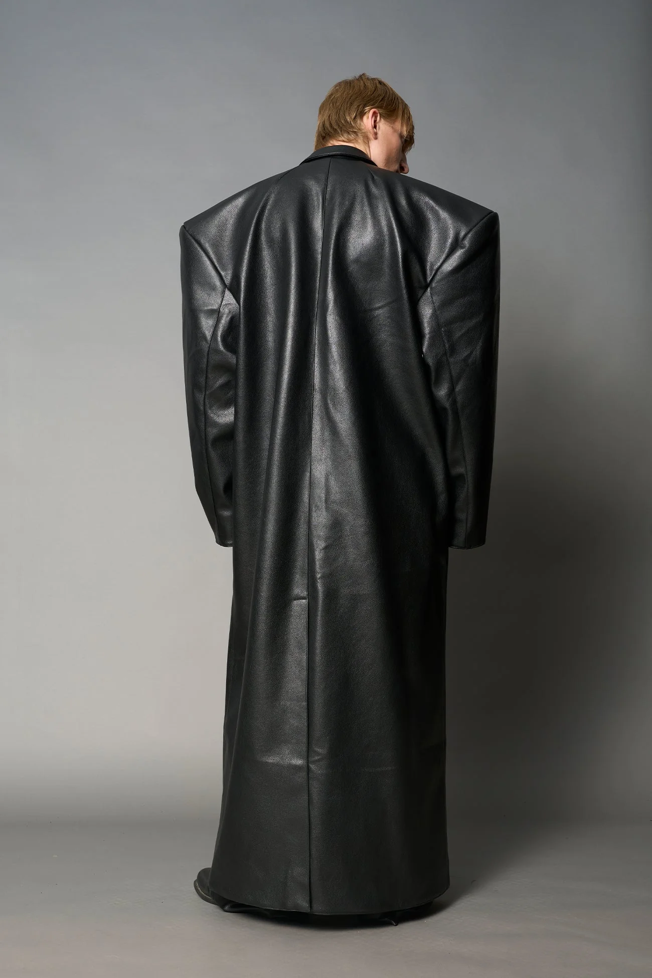 Leather Elongated Blazer Coat - Image 4