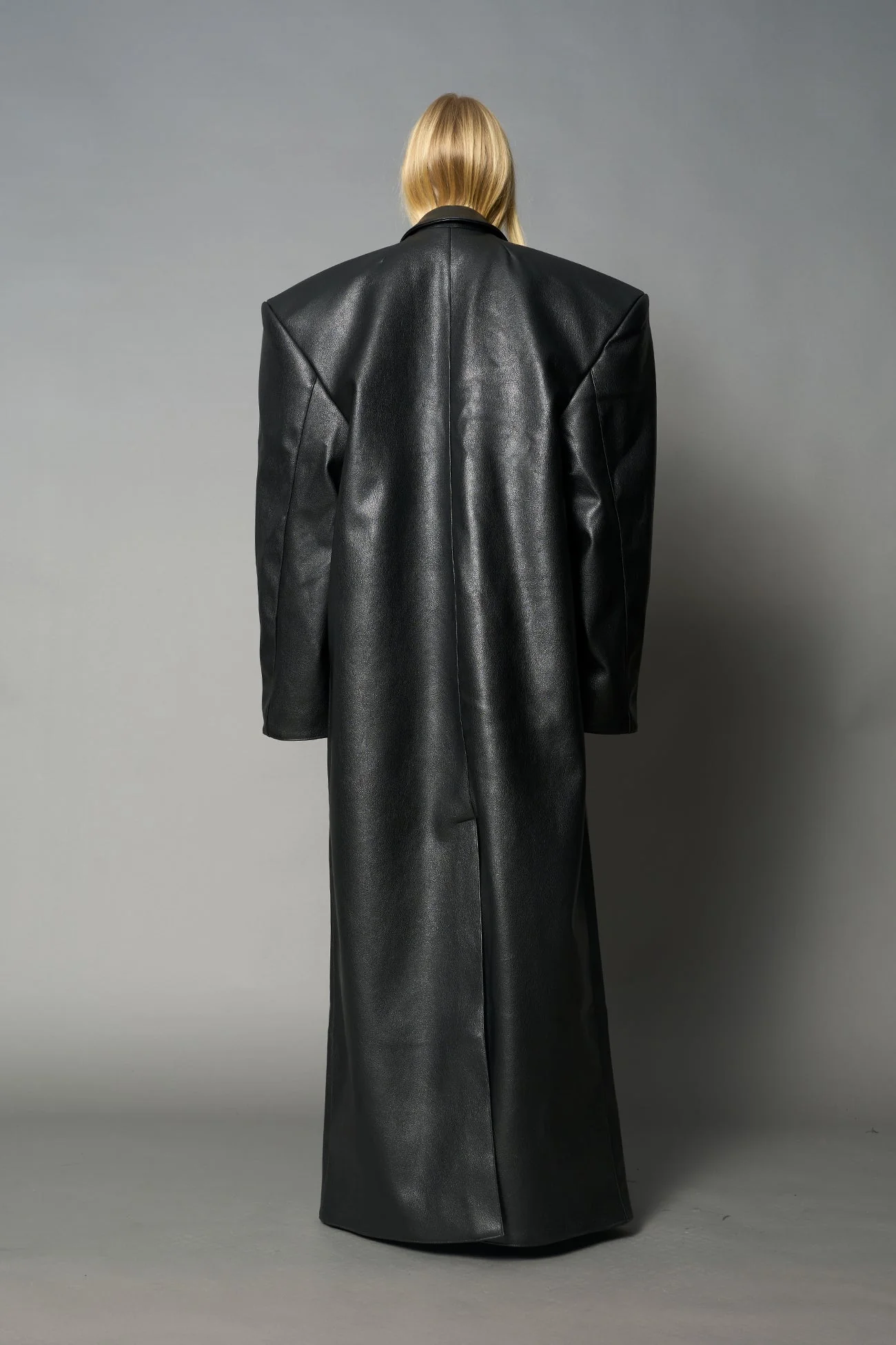 Leather Elongated Blazer Coat - Image 9
