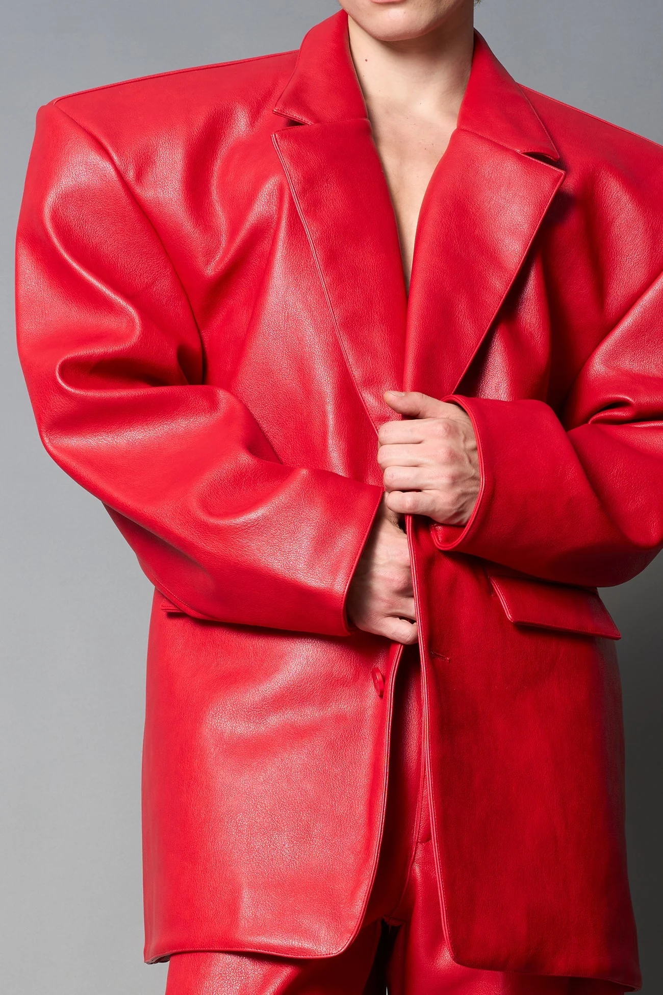 Leather Oversize Blazer - Image 15