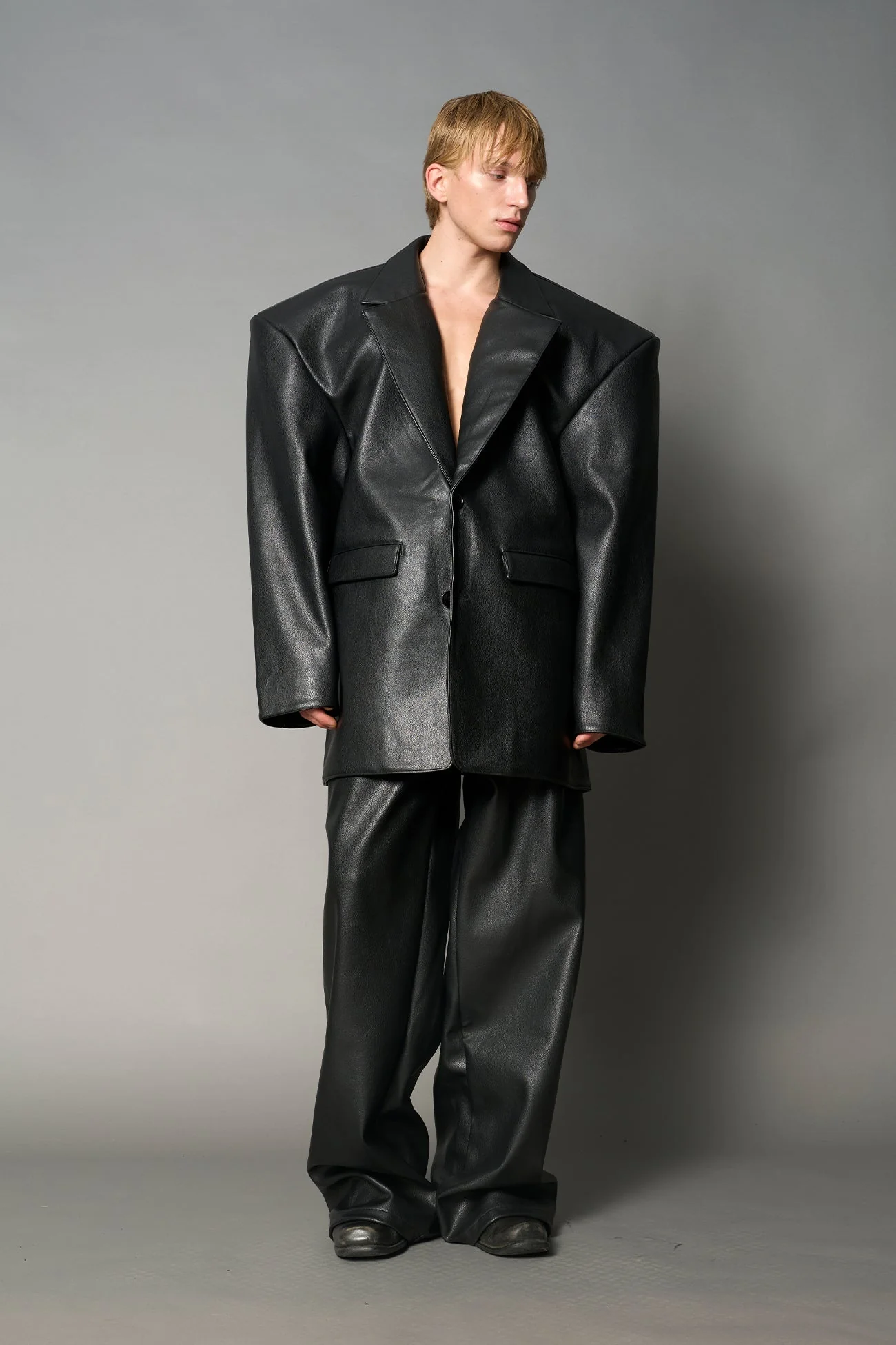 Leather Oversize Blazer - Image 6