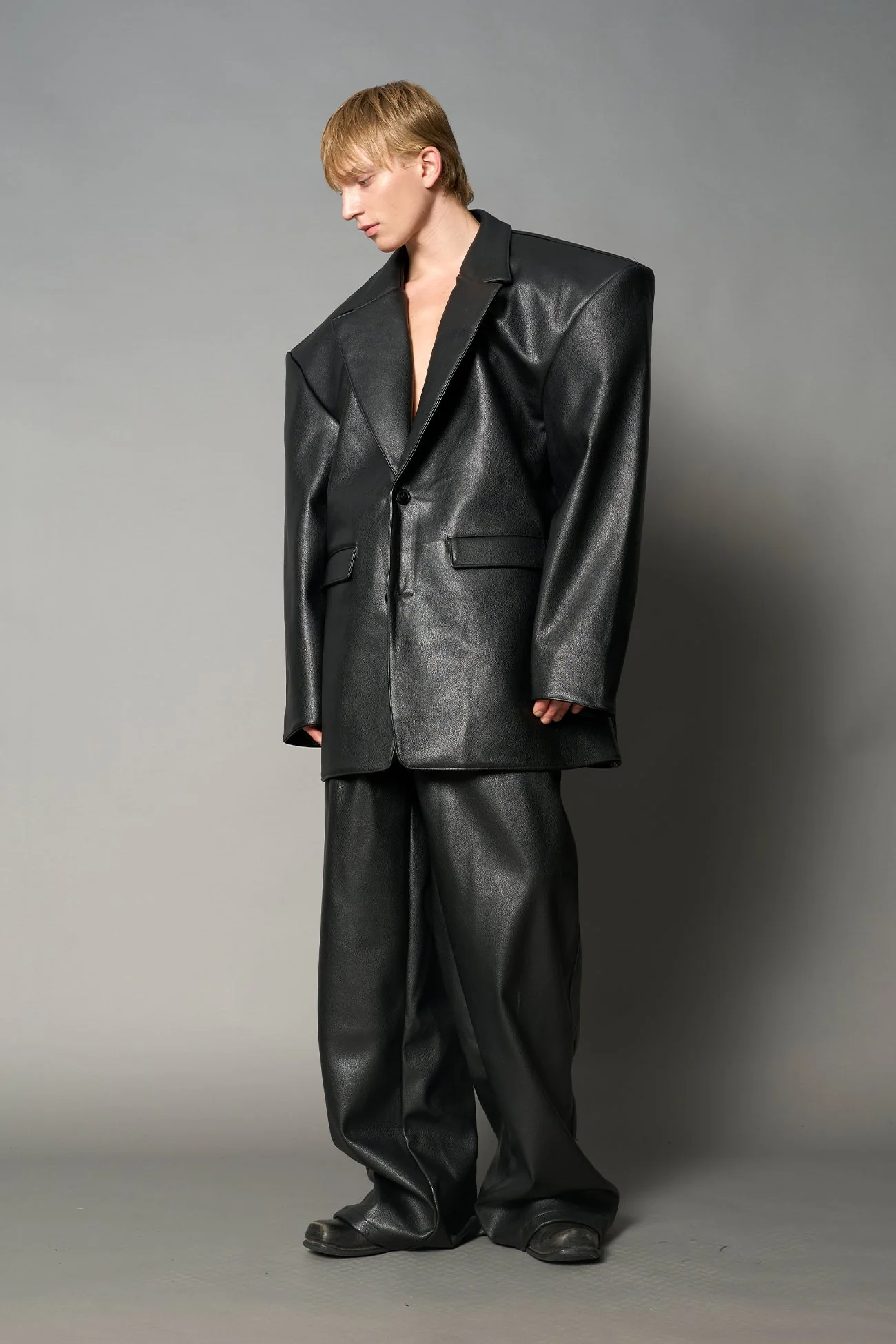 Leather Oversize Blazer - Image 8