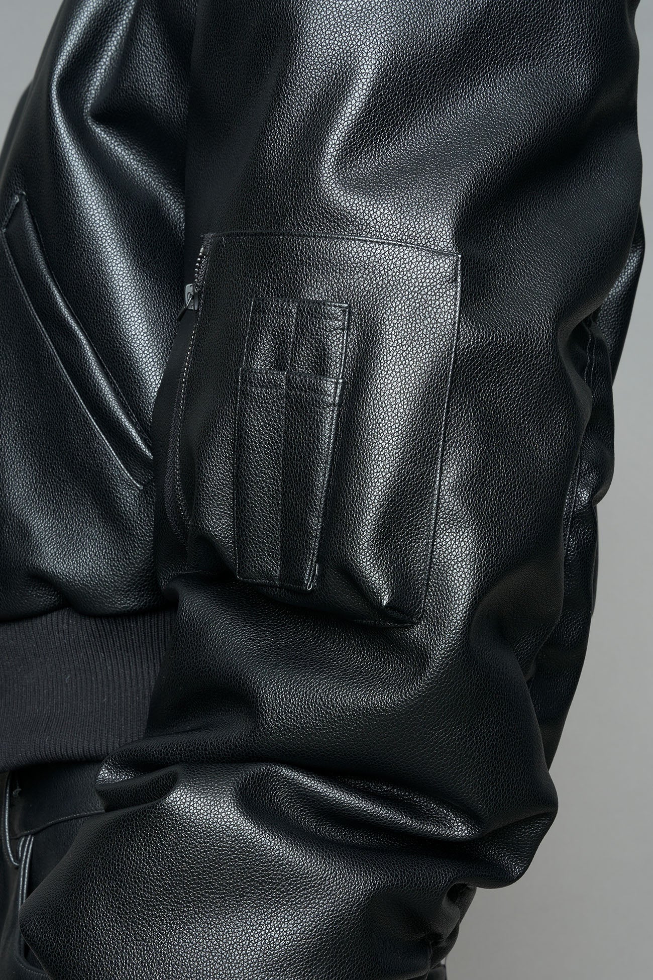 Leather Power Shoulder Bomber Jacket - Image 6