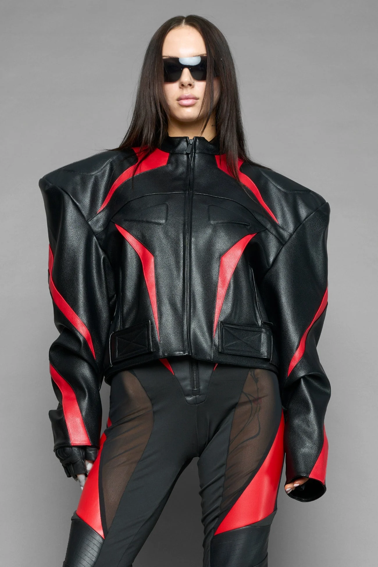 power shoulder moto jacket - Image 16
