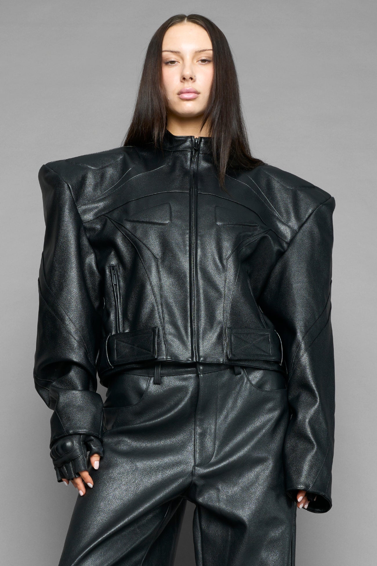 power shoulder moto jacket - Image 9