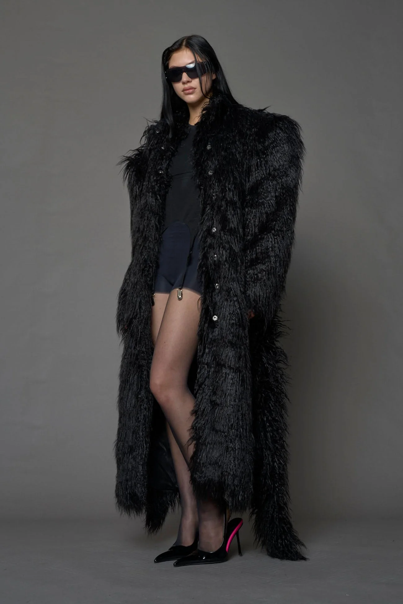 Midnight Faux Fur Coat - Image 4
