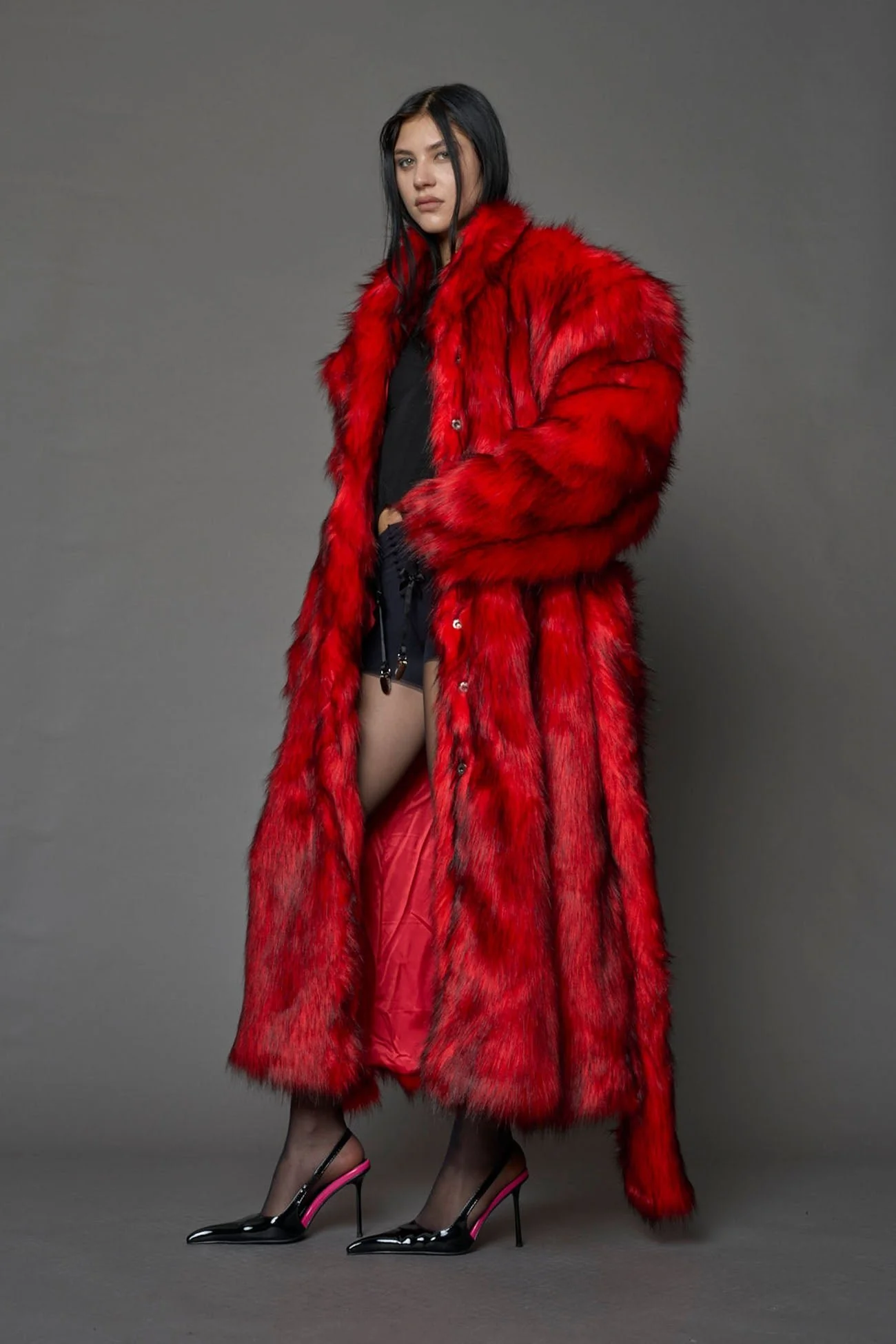 Midnight Faux Fur Coat - Image 9