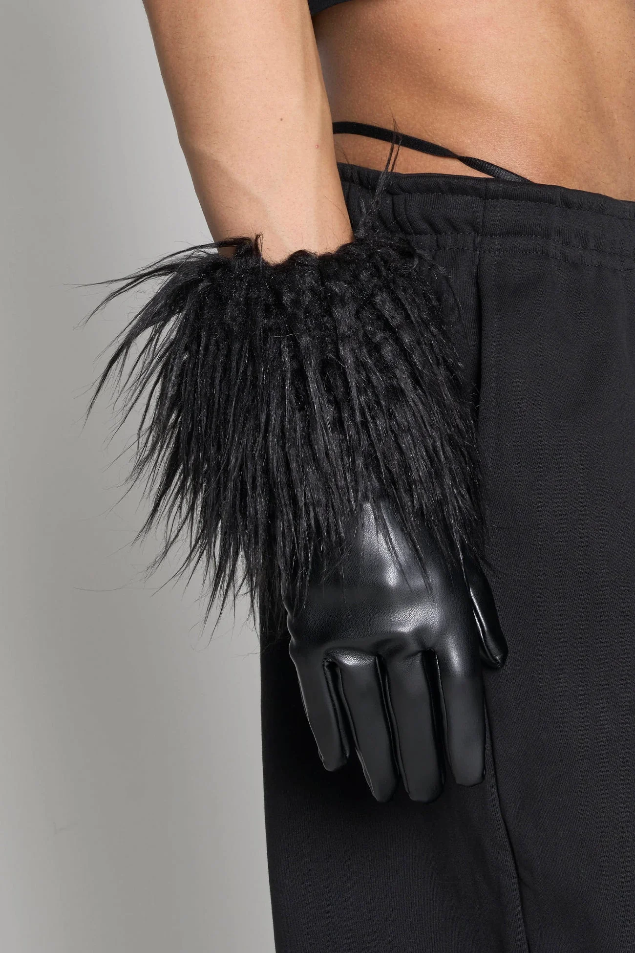 Midnight Faux Fur Gloves - Image 3