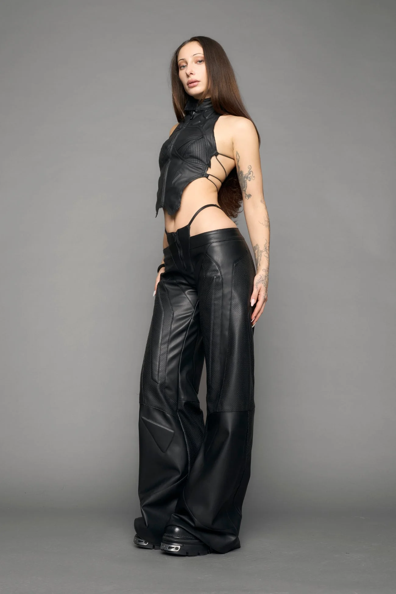 Perforated Moto Thong Pants - Image 2