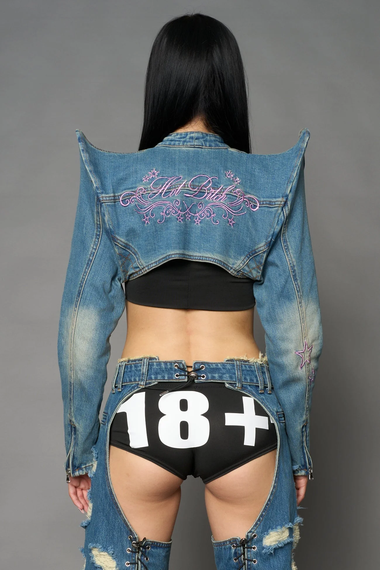 Spike Denim Bolero Jacket - Image 3