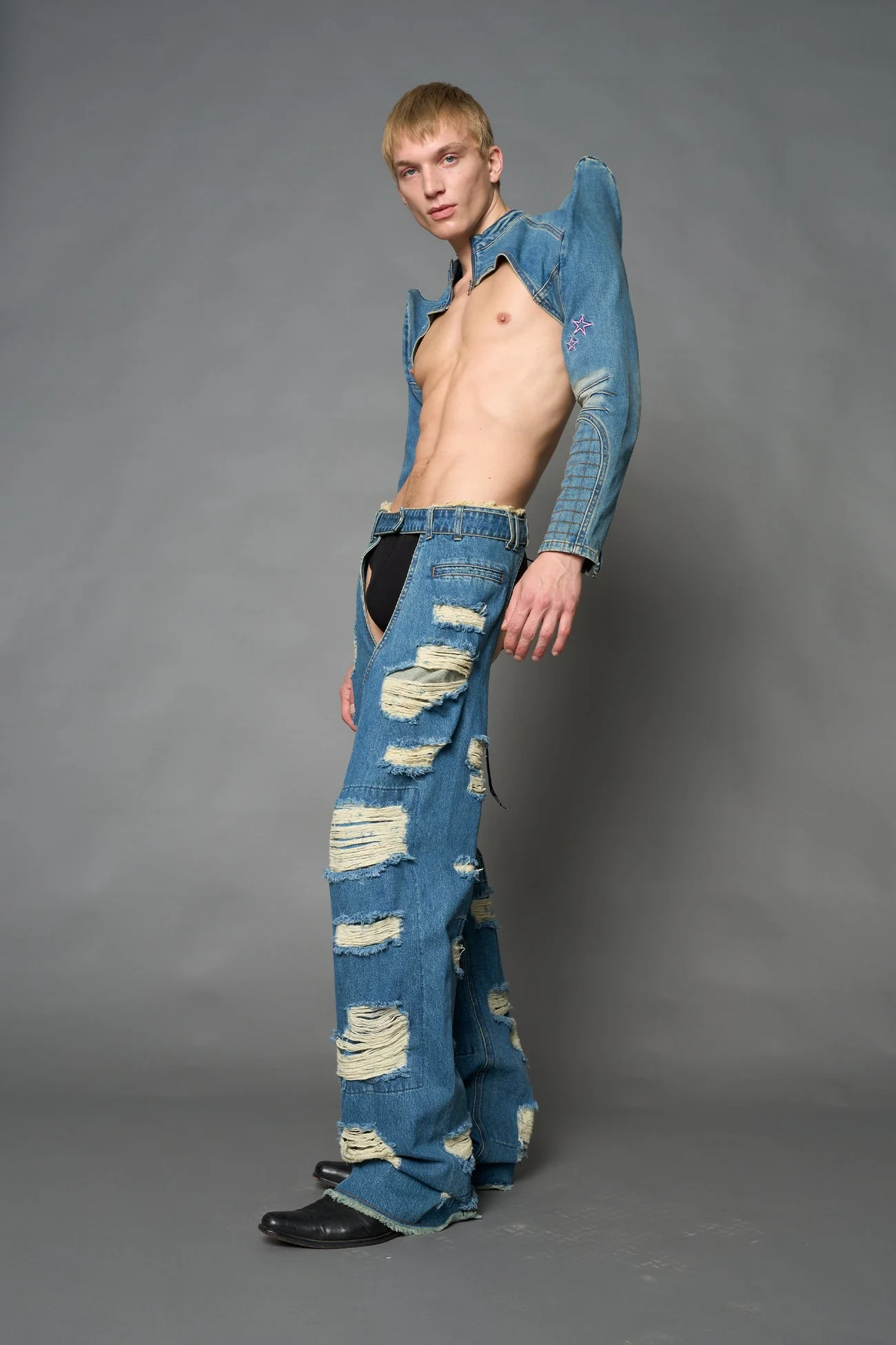 Spike Denim Bolero Jacket - Image 9